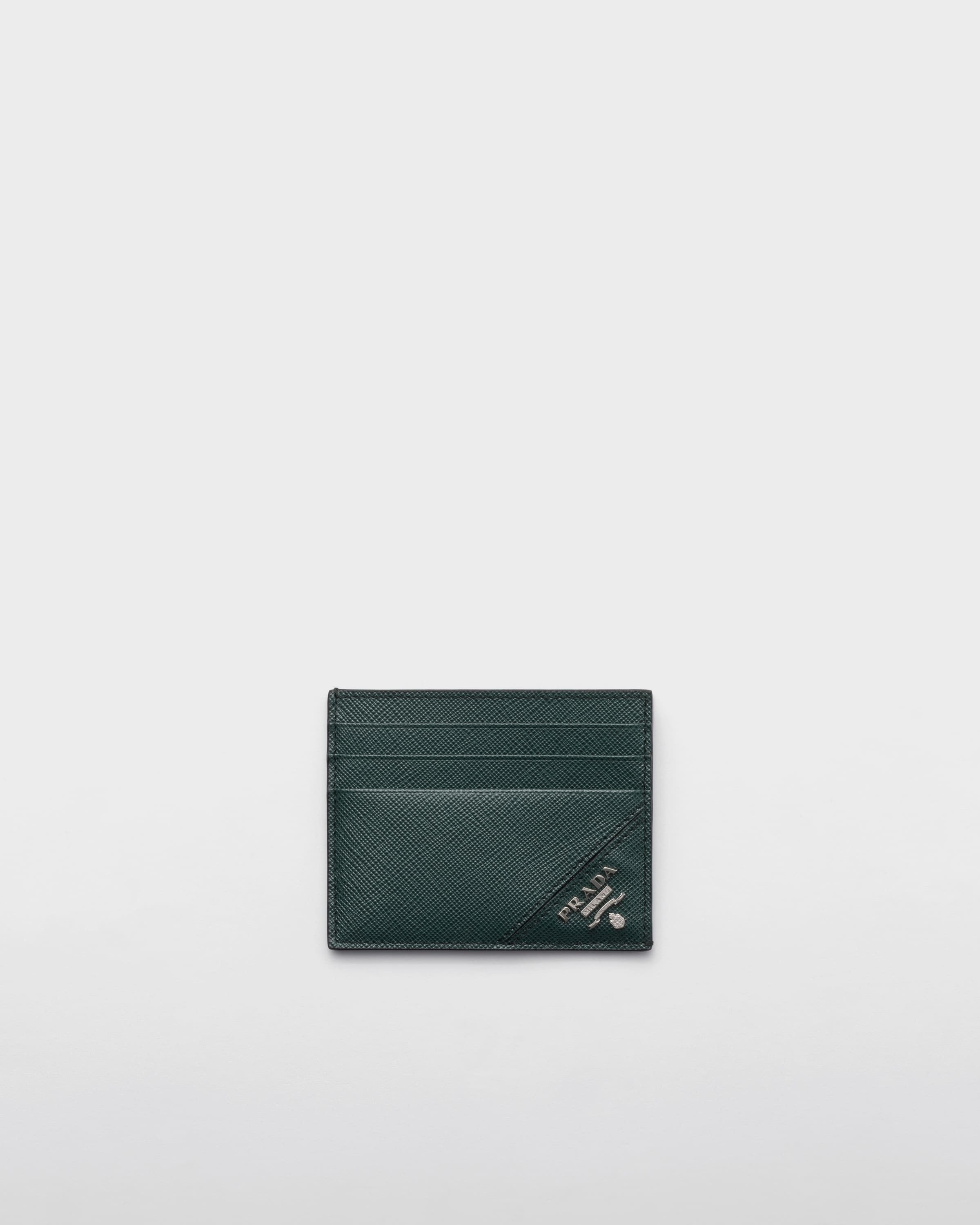 Saffiano Leather Card Holder Emerald Green
