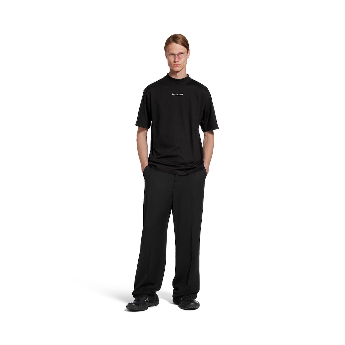 New Balenciaga Back T-shirt Medium Fit in Black
