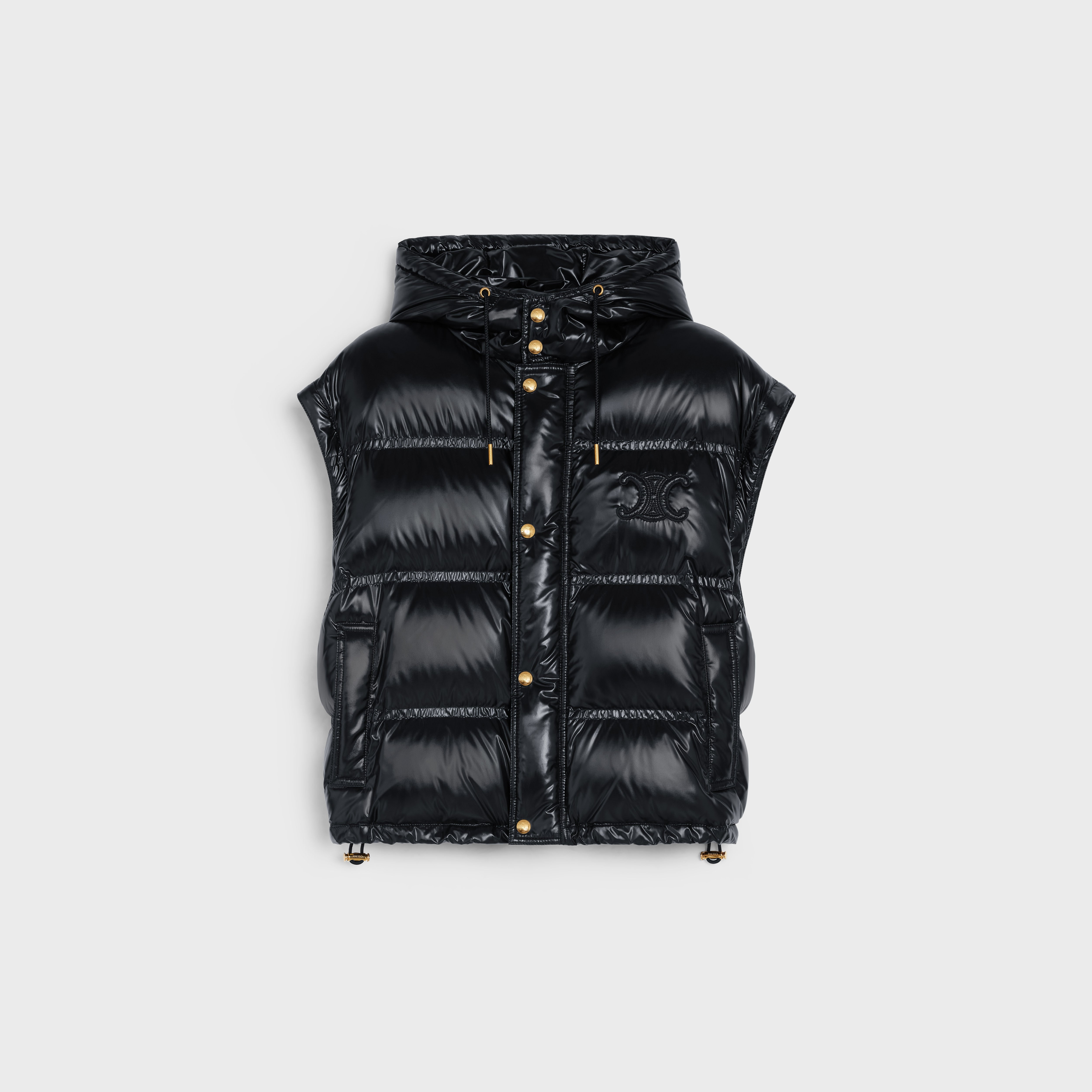 CROPPED TRIOMPHE DOWN JACKET IN LIGHTWEIGHT NYLON - BLACK