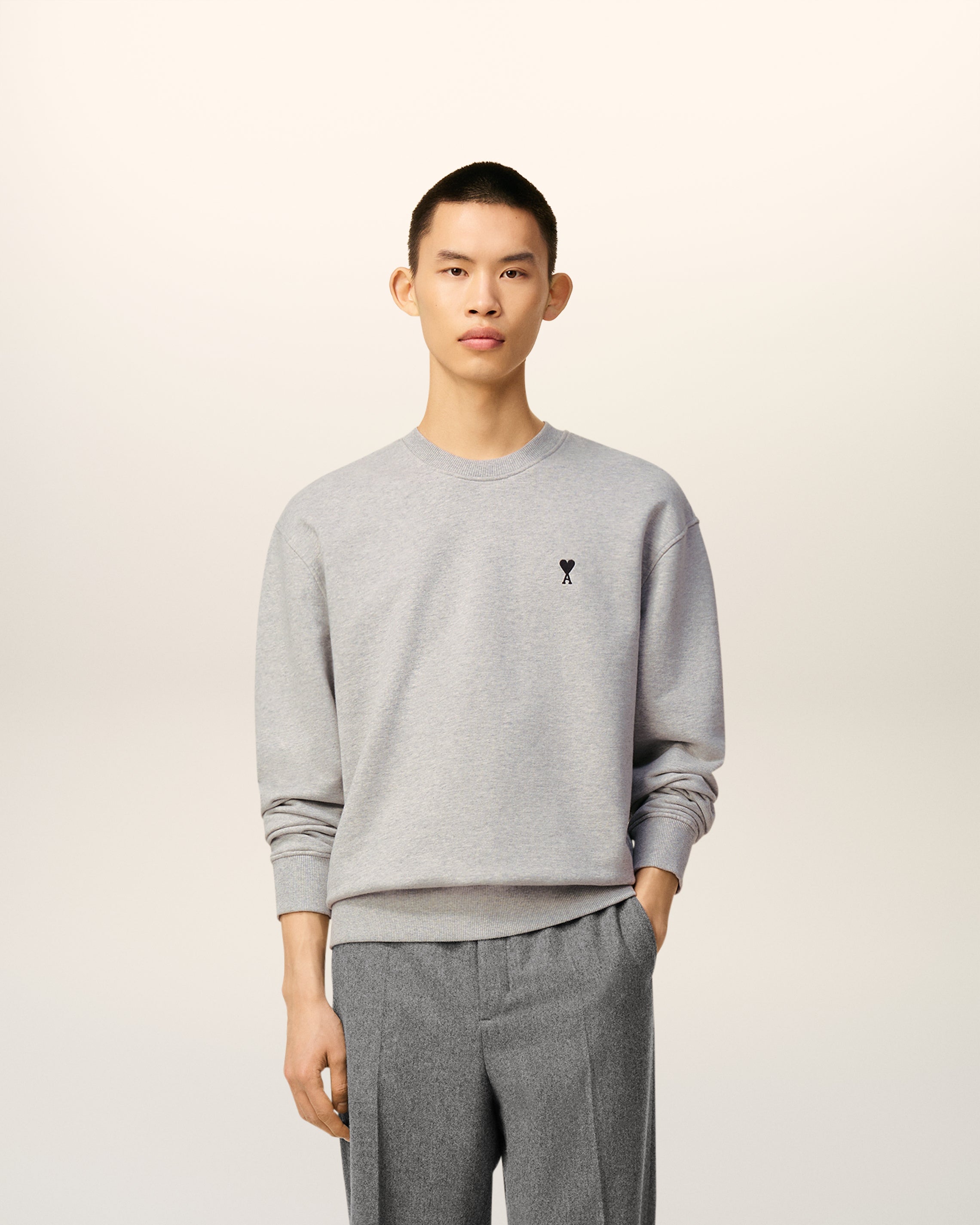 Grey Cotton Ami De Coeur Sweatshirt HEATHER ASH GREY