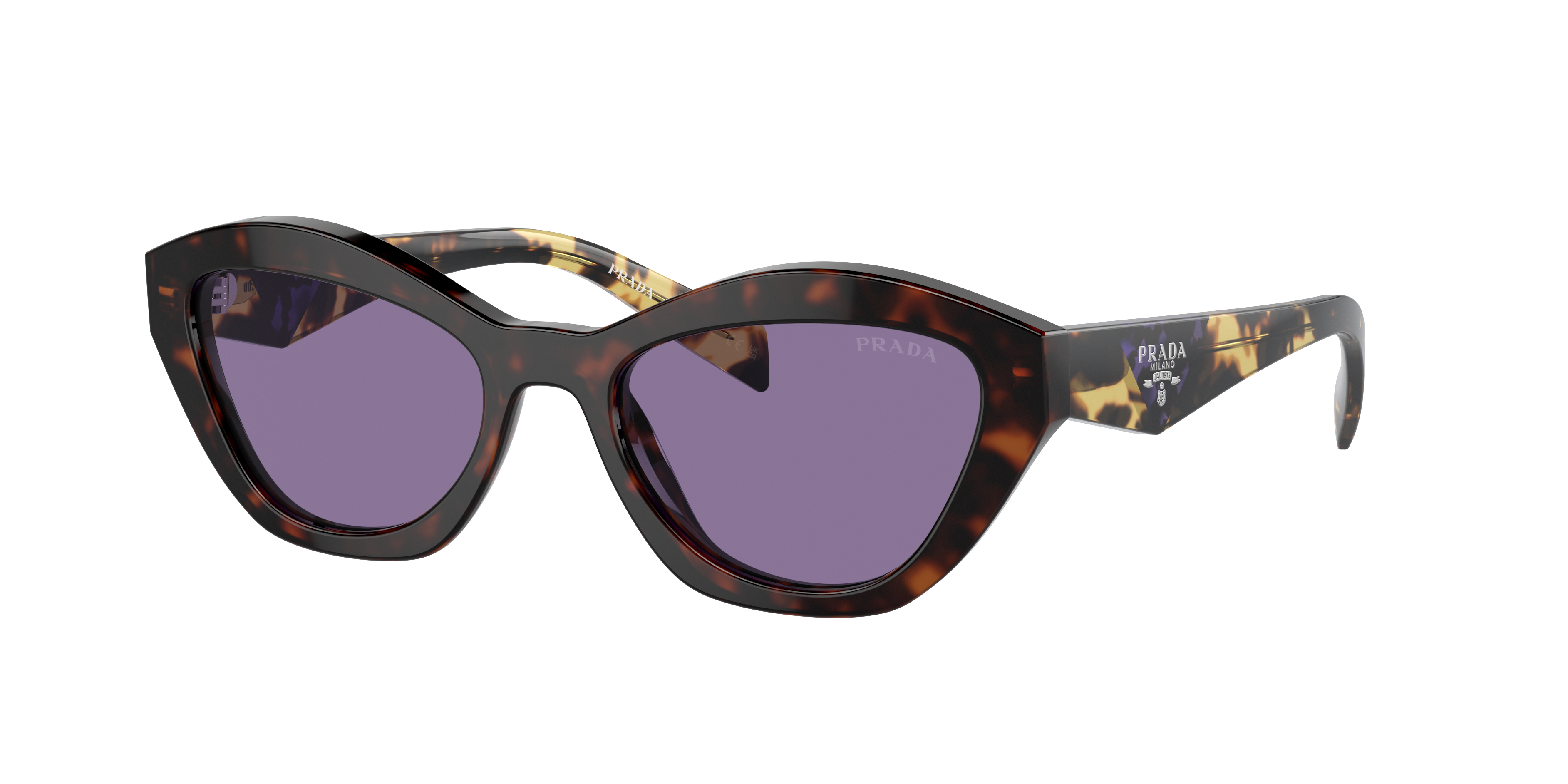 PRADA PR A02SF Havana - Women Luxury Sunglasses, Violet Mirror Internal Silver Lens