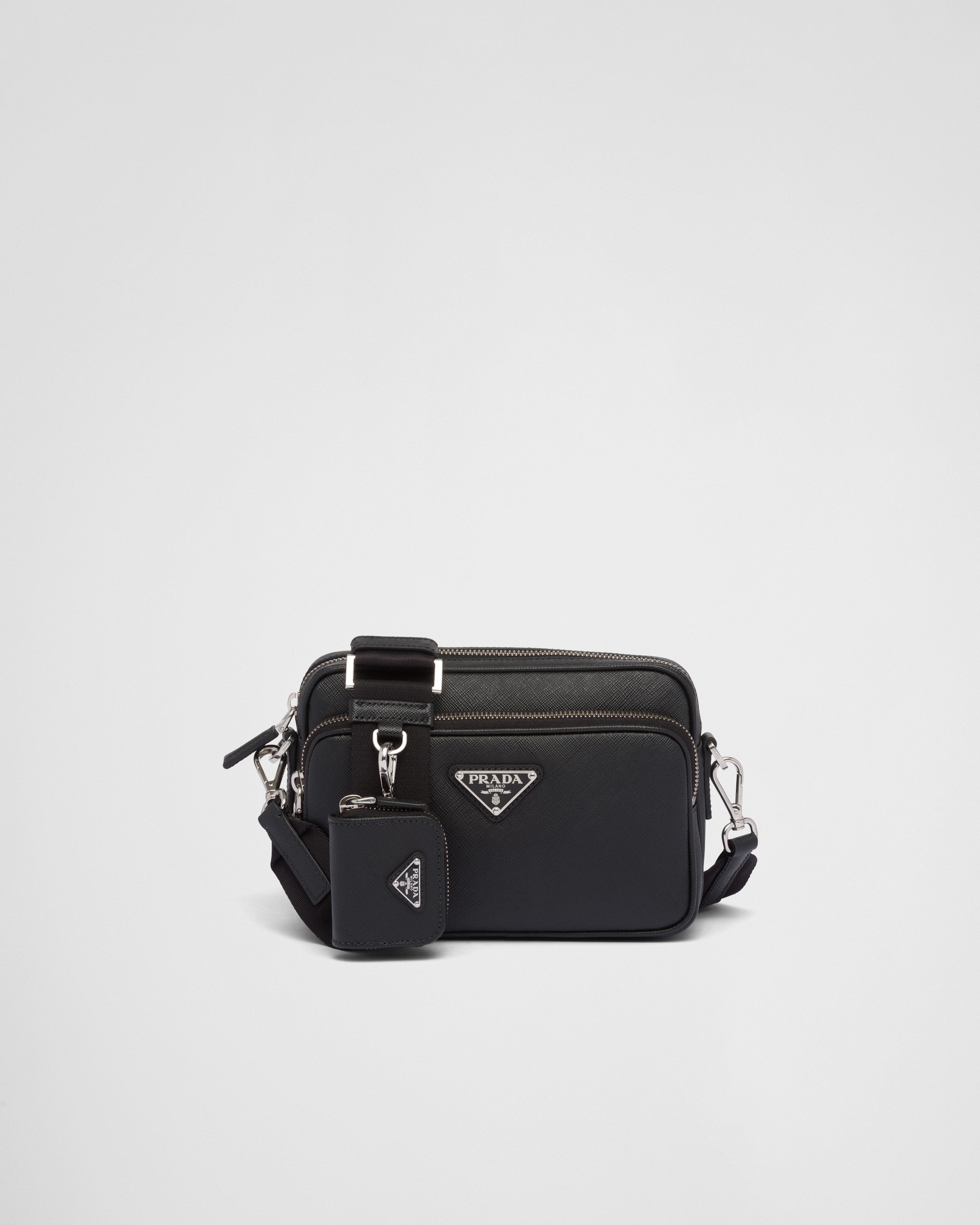 Saffiano leather shoulder bag Black