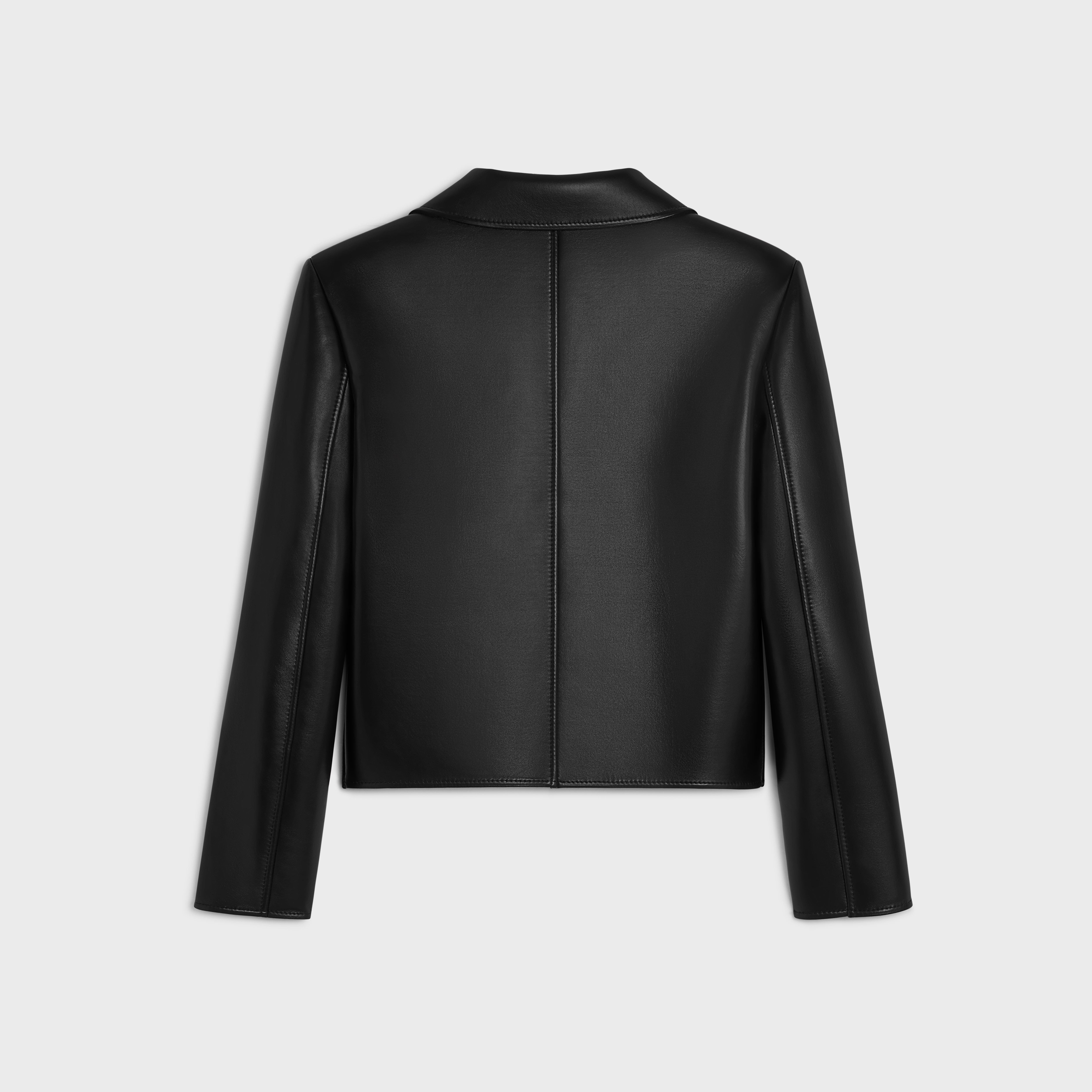 JACKET WITH CLAUDINE COLLAR IN SOFT LAMBSKIN - BLACK