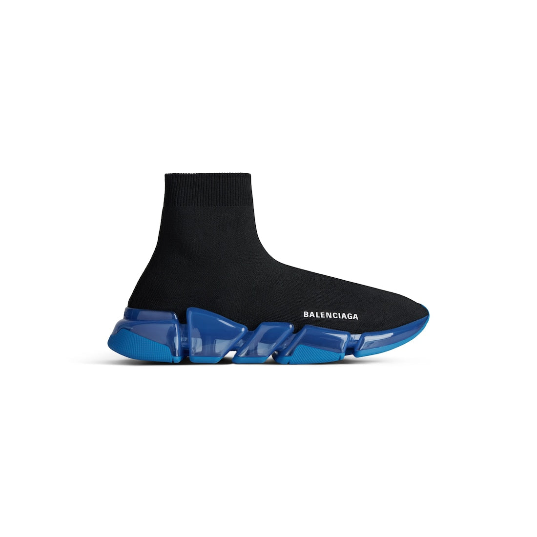 Speed 2.0 Full Clear Sole Sneaker in black and blue recycled polyester and elastane