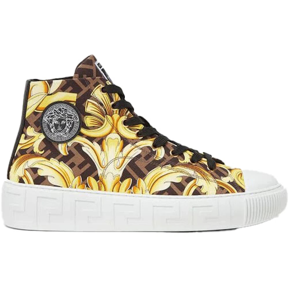 Fendi Fendace Gold Baroque Greca High Top