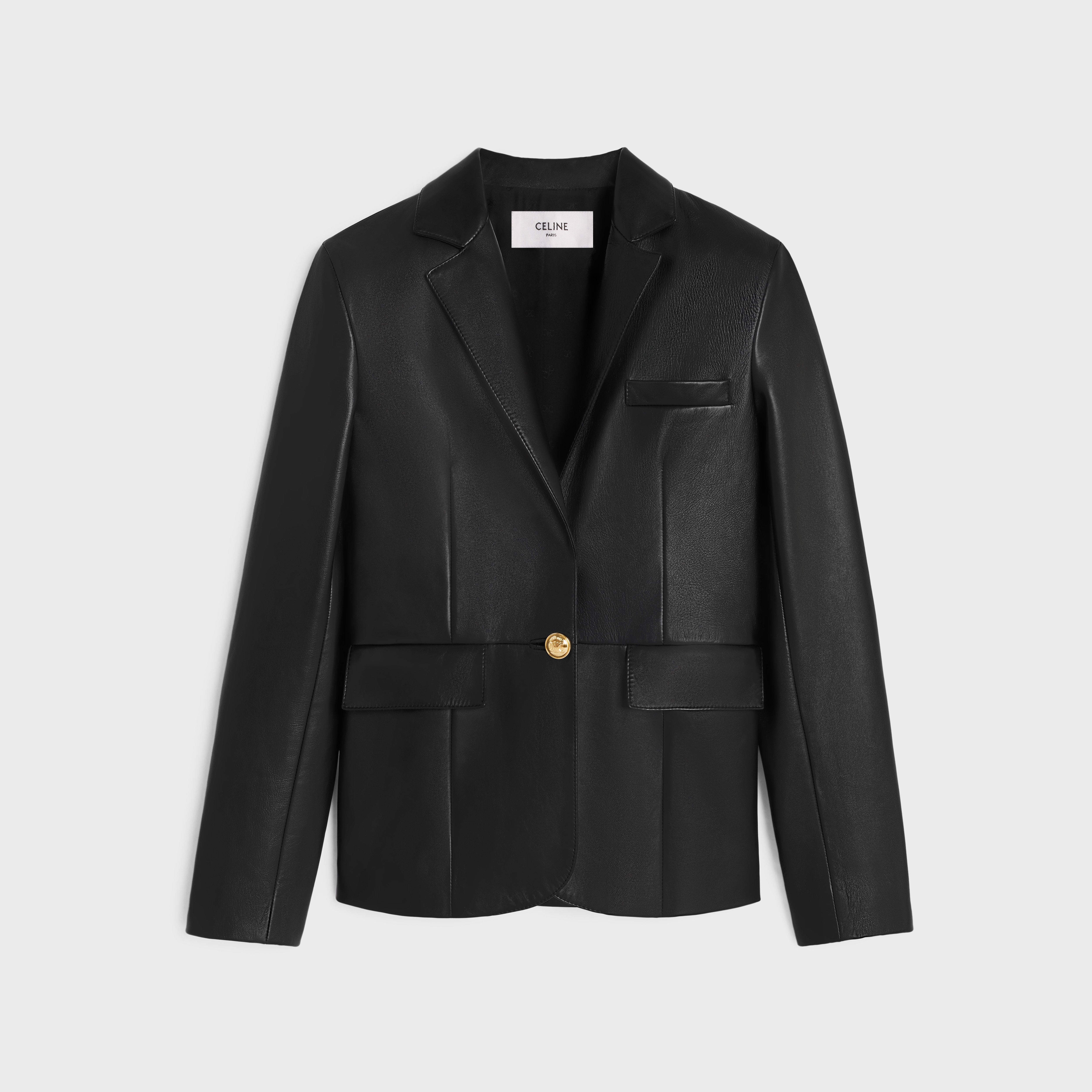 TAILORED JACKET IN SOFT LAMBSKIN - BLACK