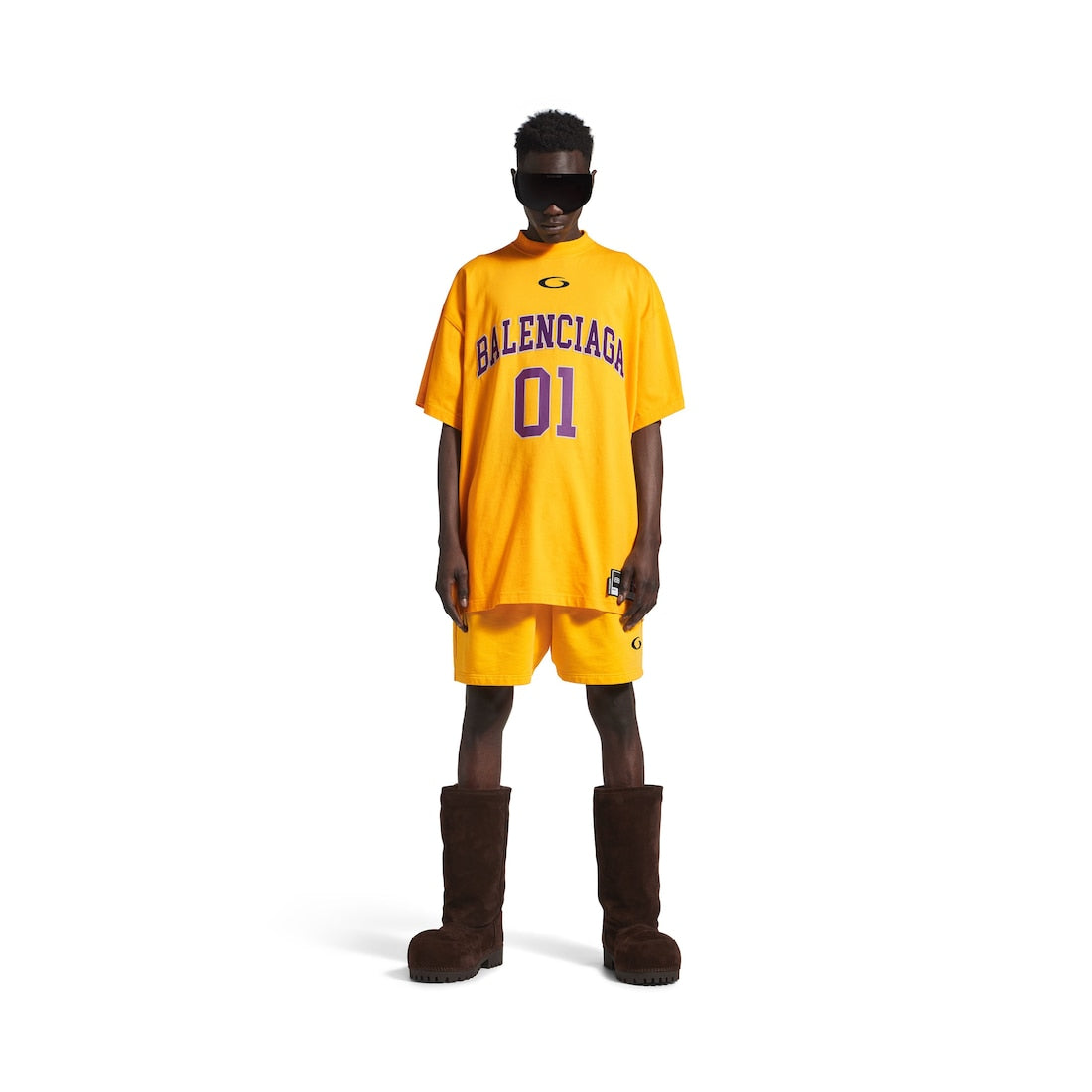 Men's Basketball Oversized T-shirt in Deep Purple/Yellow