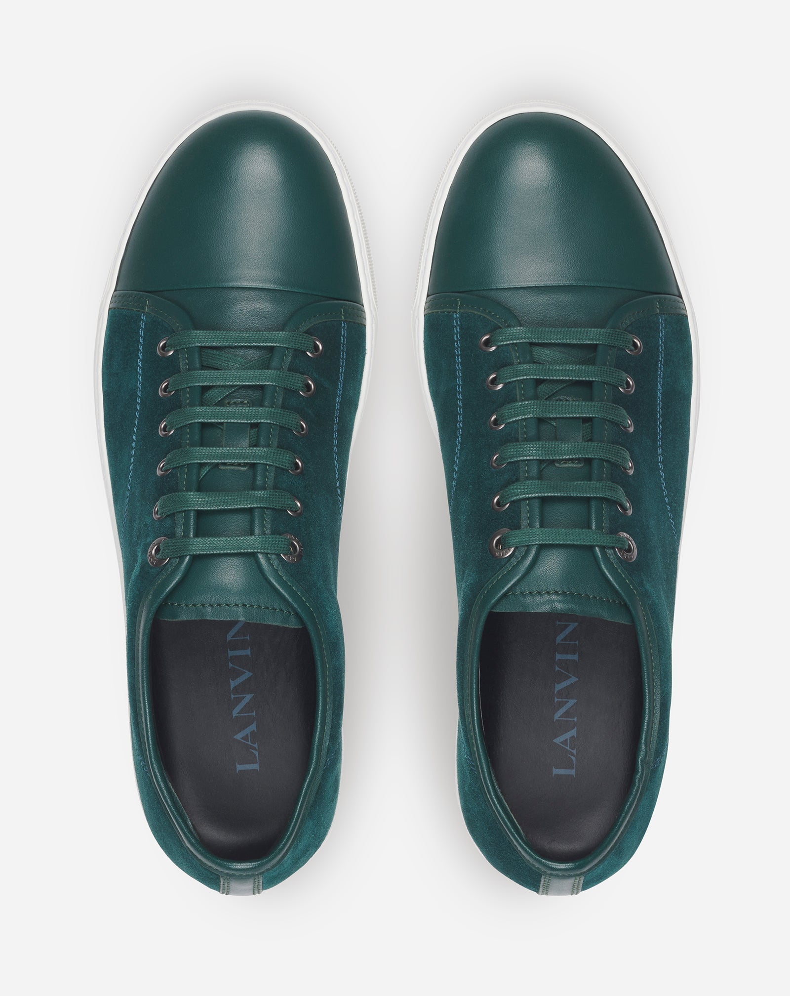 DBB1 LEATHER AND SUEDE SNEAKERS - DARK GREEN