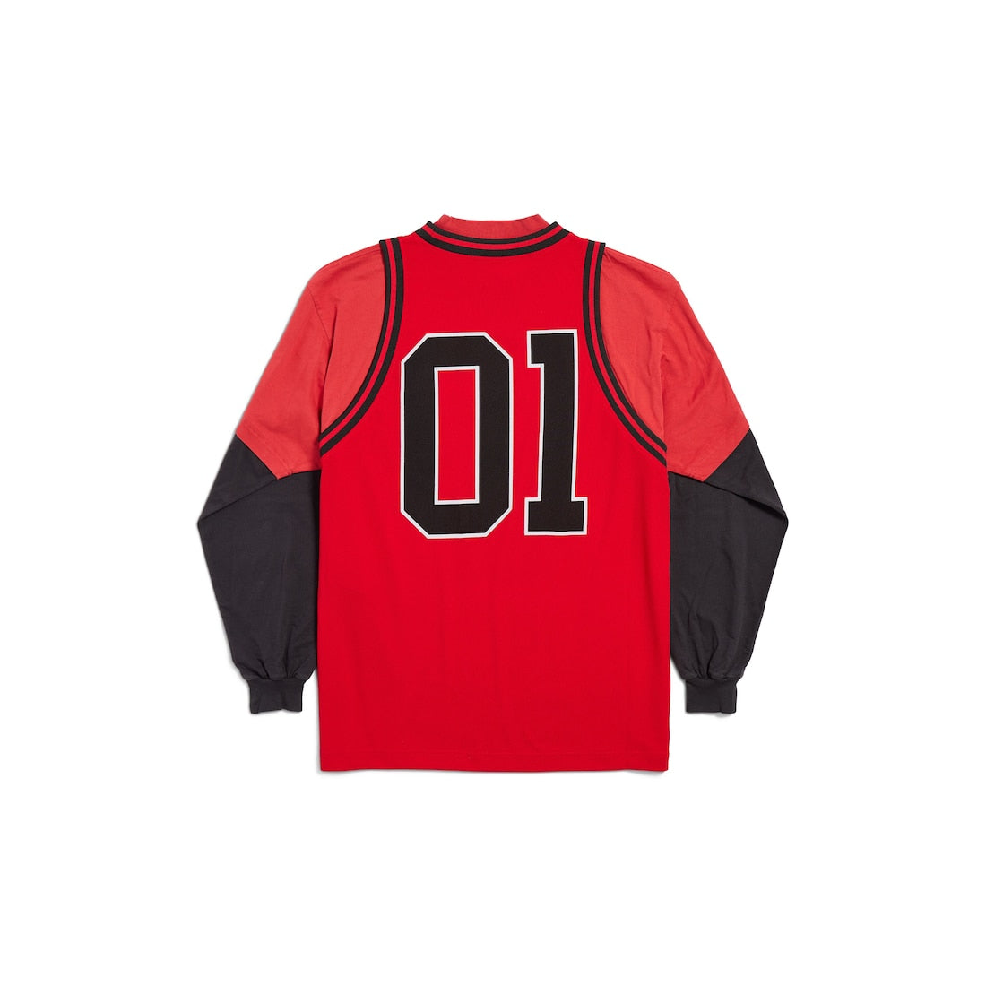 Men's Basketball Series - Layered Long Sleeve T-shirt in Red/Black