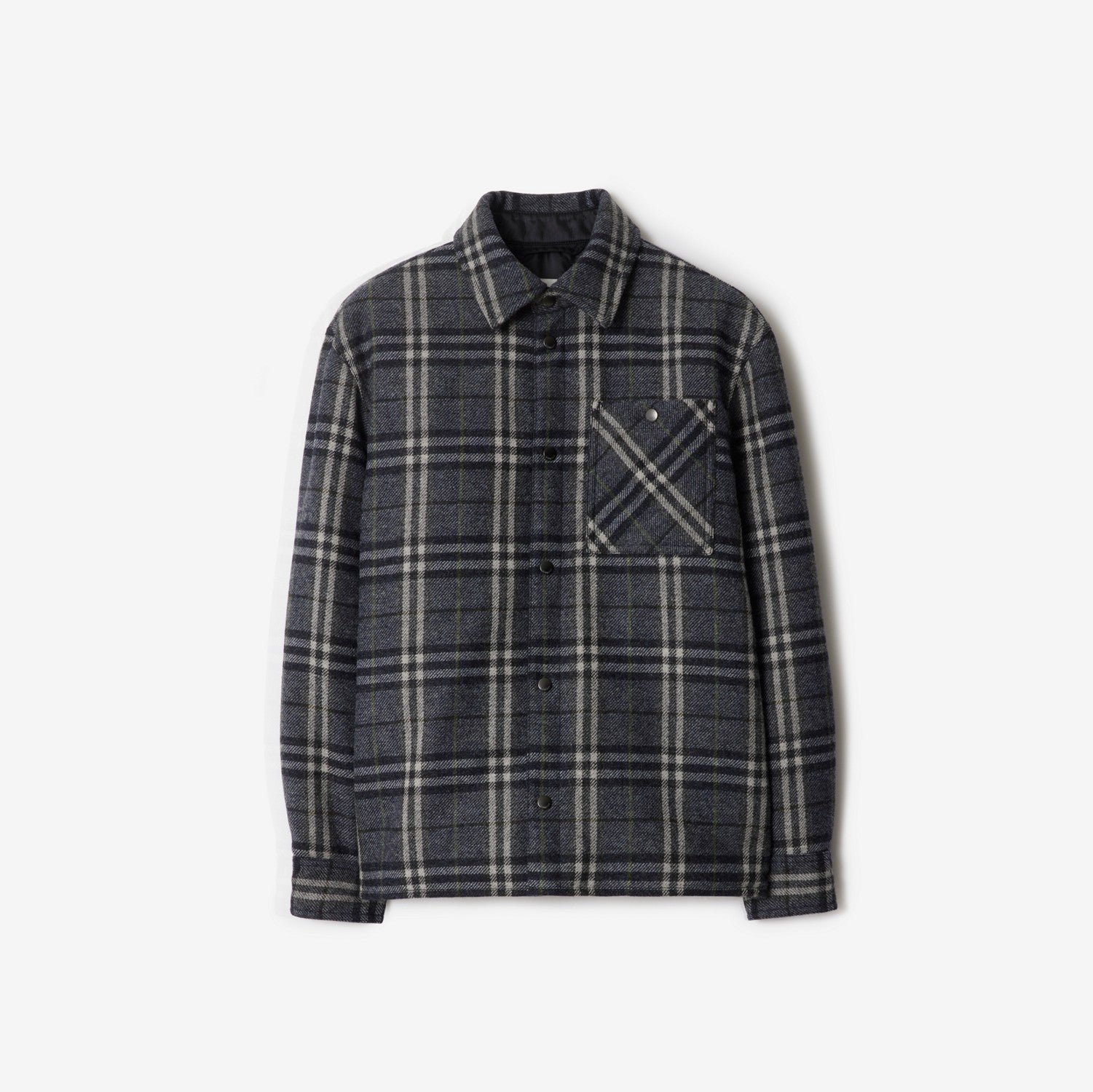 Check Wool Overshirt - Indigo