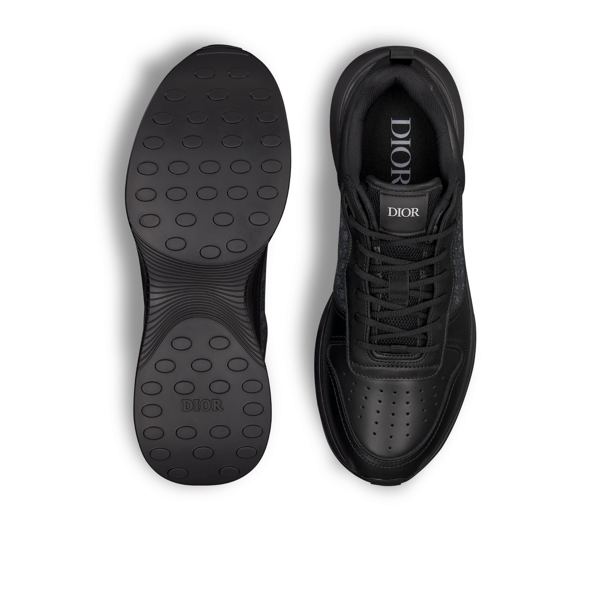 B25 Runner Sneaker - Black Smooth Calfskin and Dior Oblique Jacquard