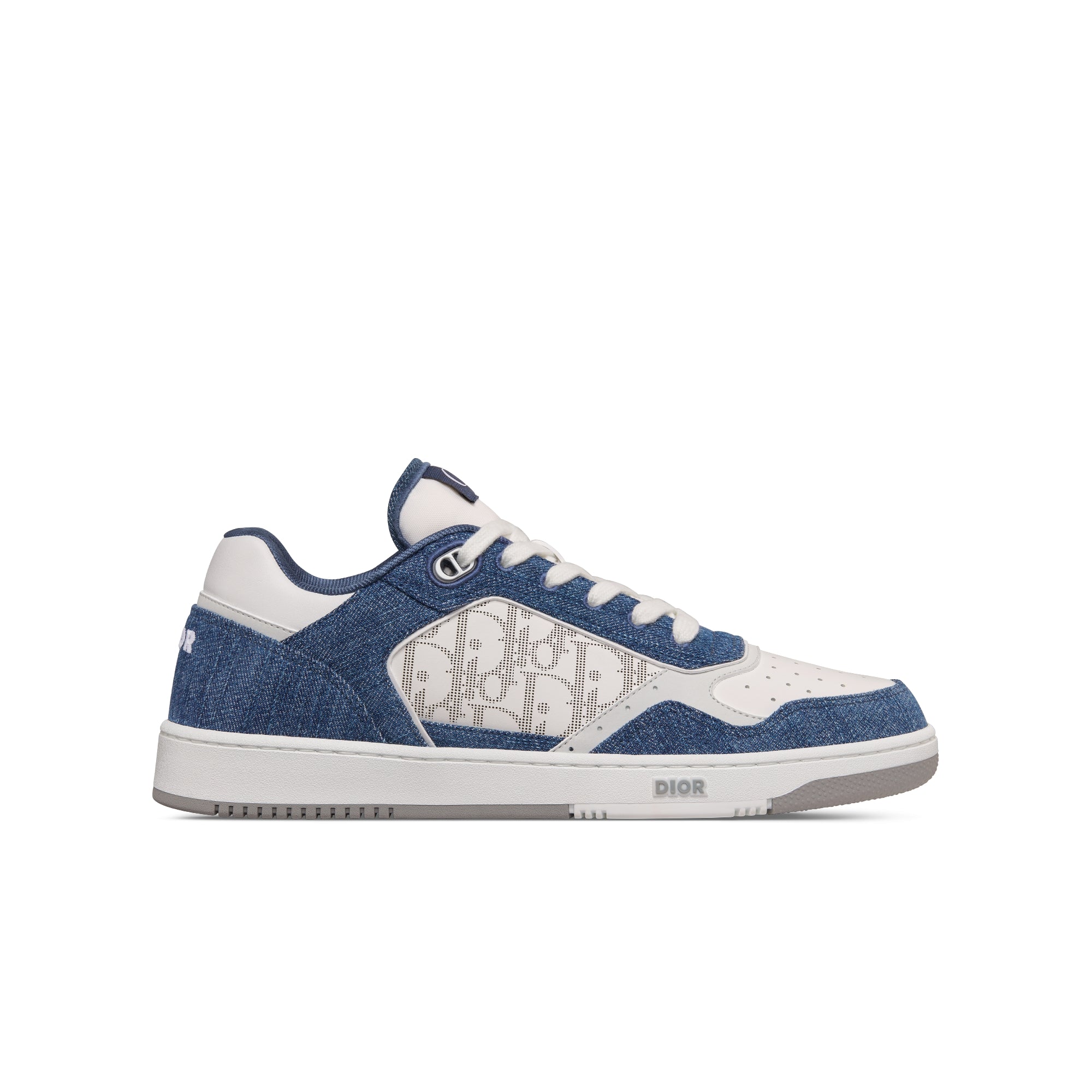 B27 Low-Top Sneaker - White Smooth Calfskin, Blue Denim and White Dior Oblique Galaxy Leather