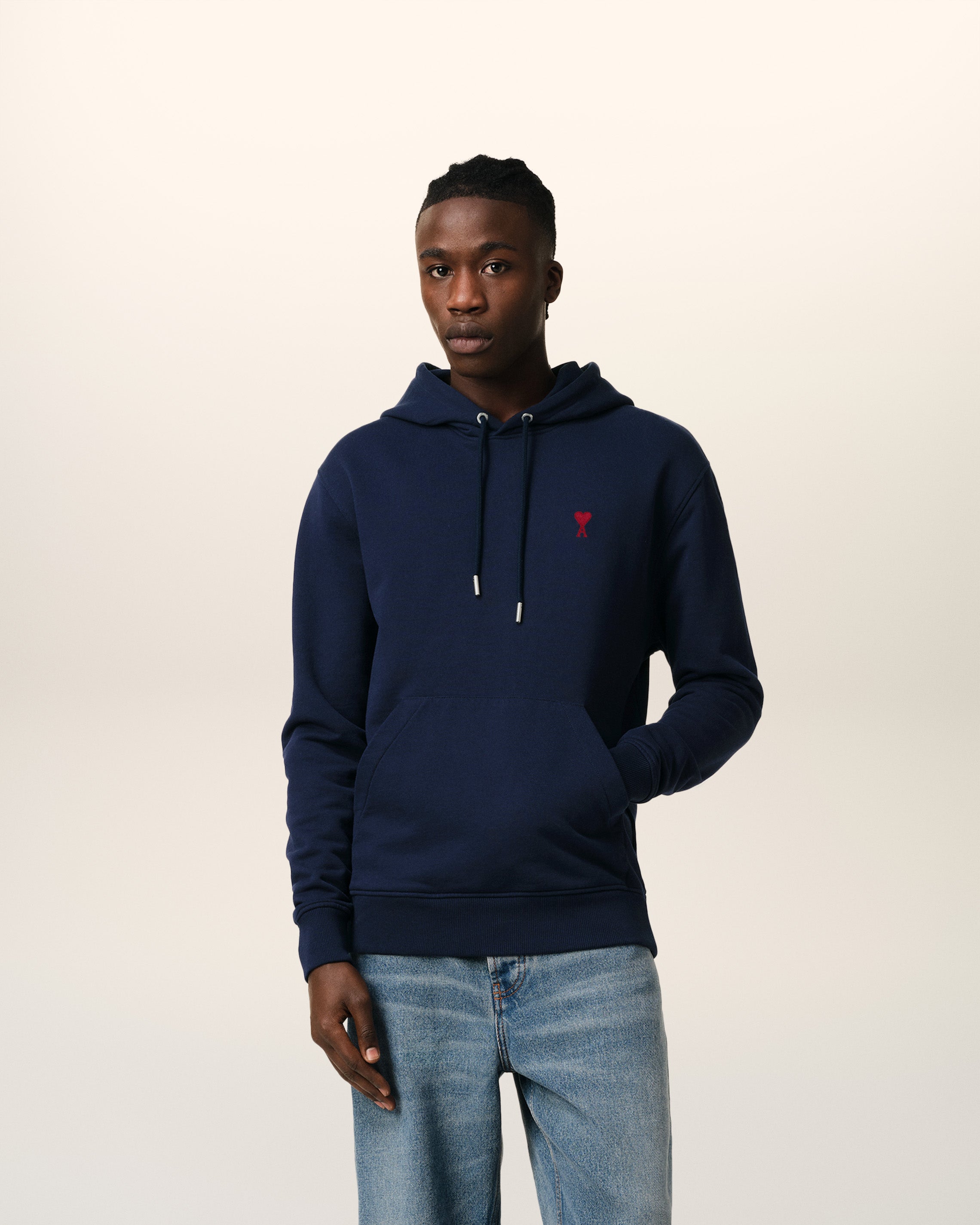 NAVY COTTON AMI DE COEUR HOODIE NIGHT BLUE