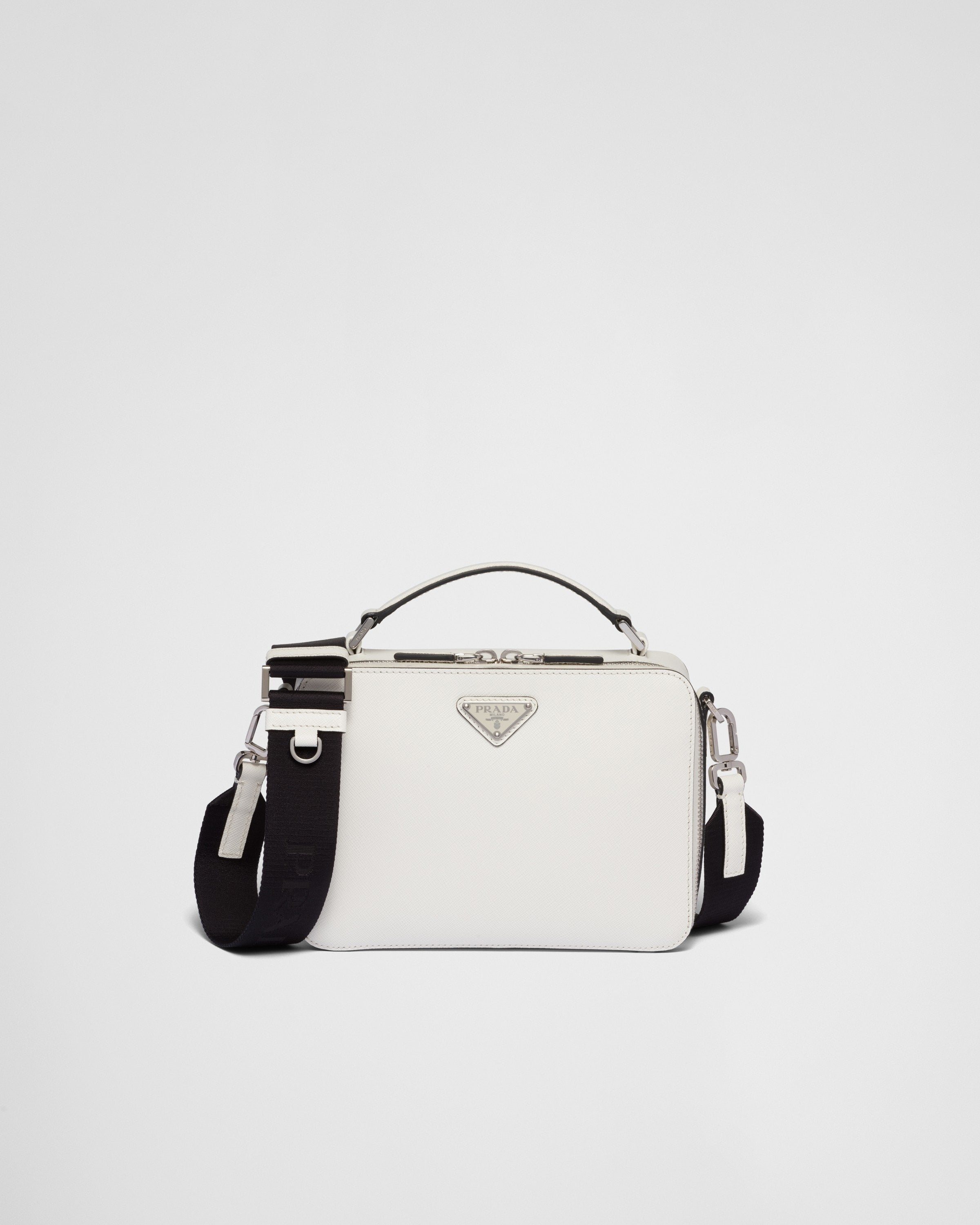 Medium Prada Brique Saffiano leather bag White