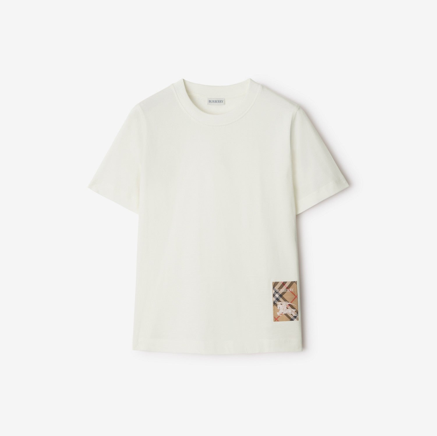 Check Label Cotton T-shirt - Chalk