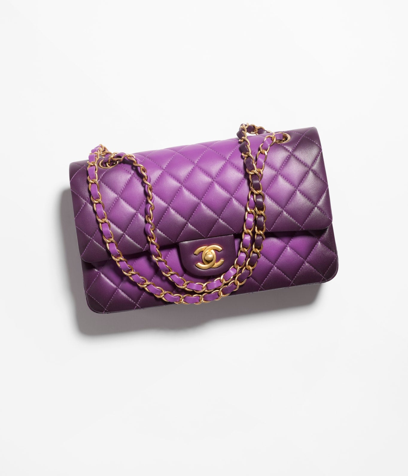Chanel Double Flap Shoulder Bag Purple Gradient