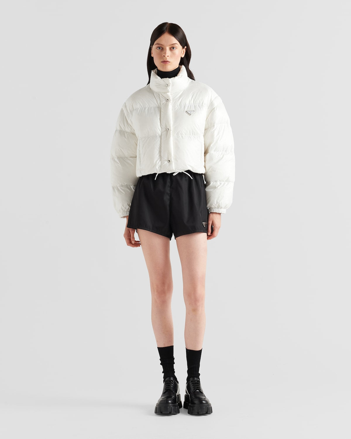 Prada Re-Nylon Cropped Convertible Down Jacket