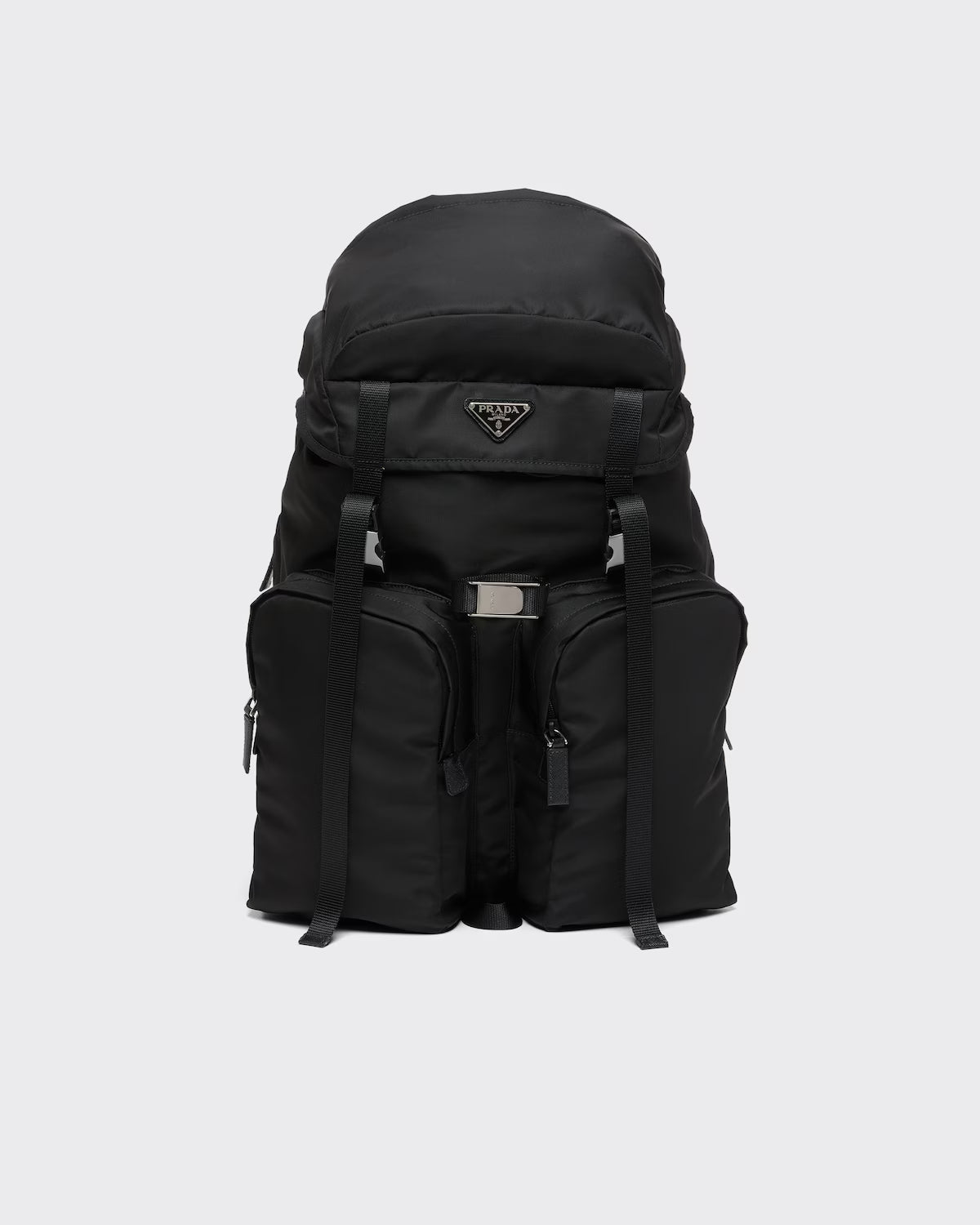 Re-Nylon and Saffiano leather backpack Black