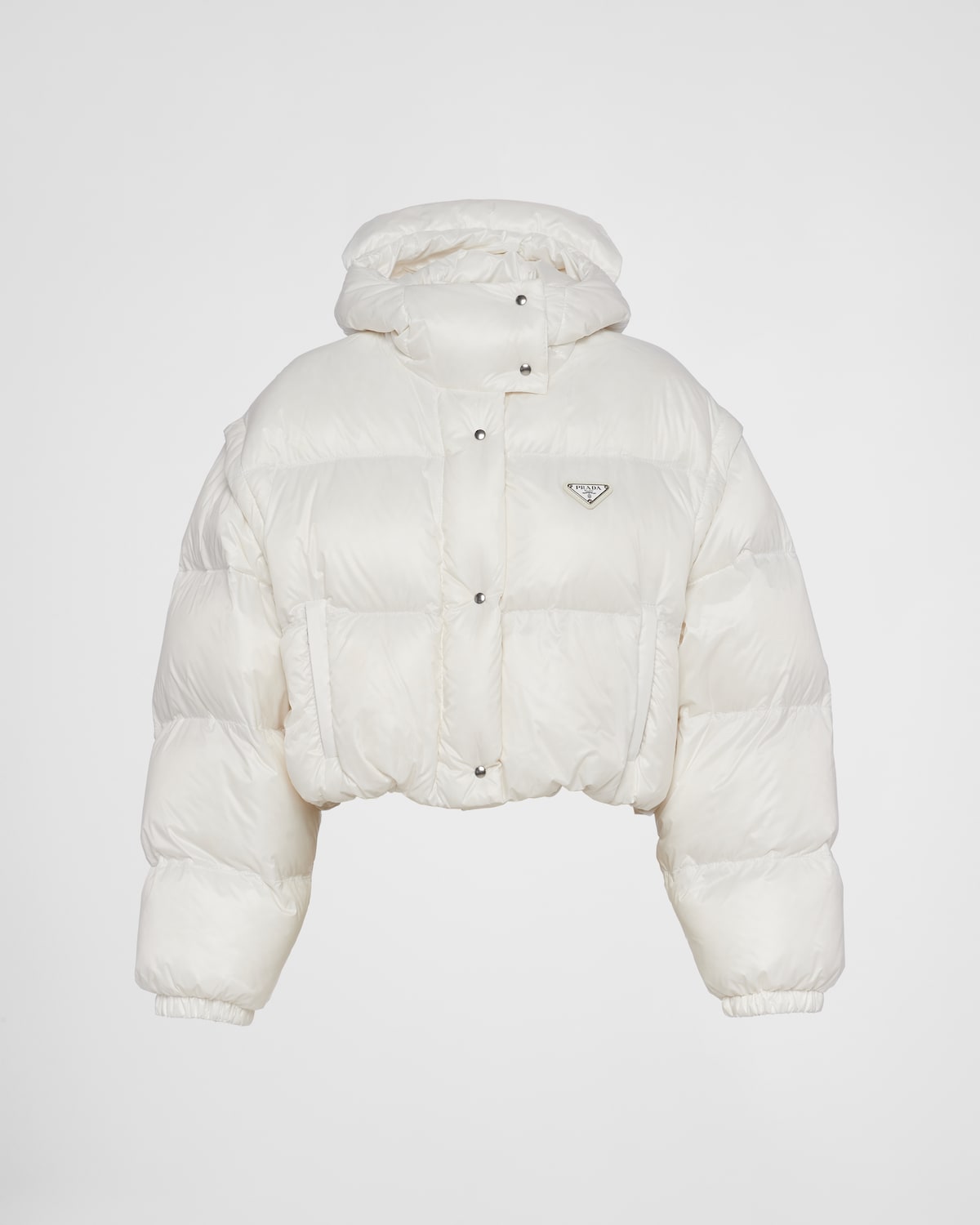 Prada Re-Nylon Convertible Cropped Down Jacket