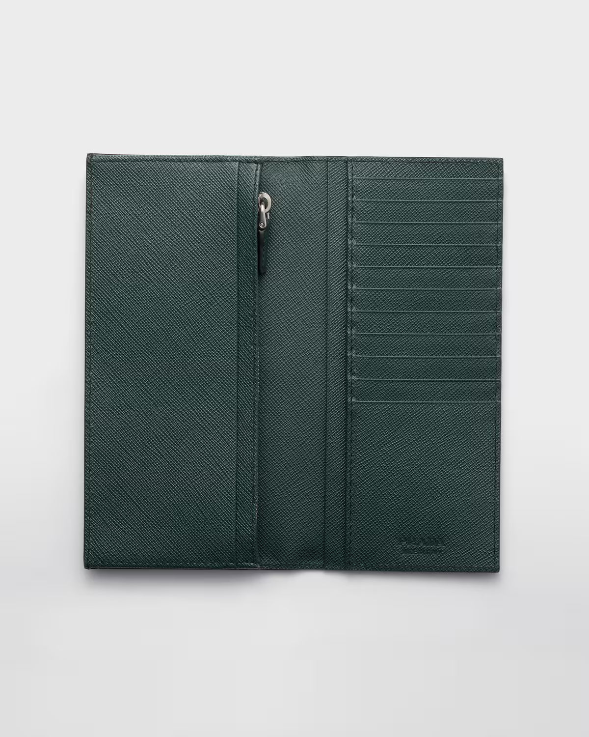 Saffiano Leather Wallet Smoky Gray/Emerald