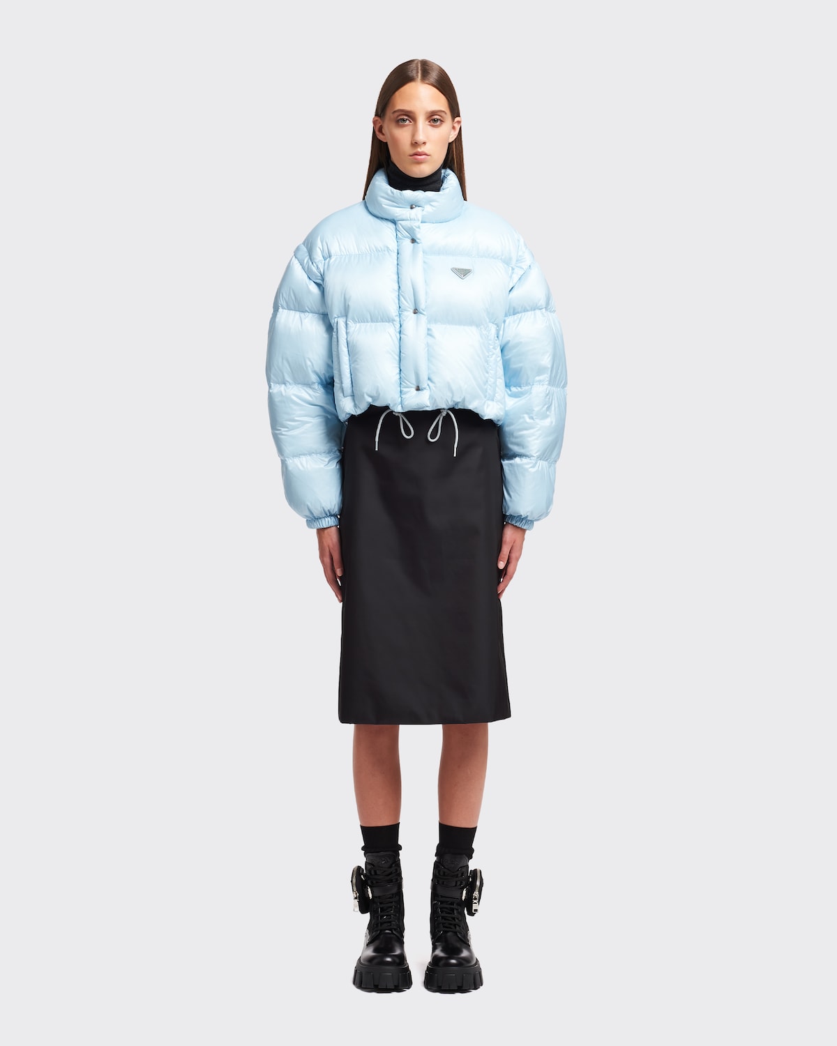 Prada Re-Nylon Cropped Convertible Down Jacket