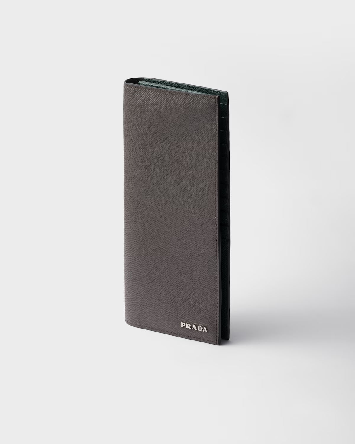 Saffiano Leather Wallet Smoky Gray/Emerald