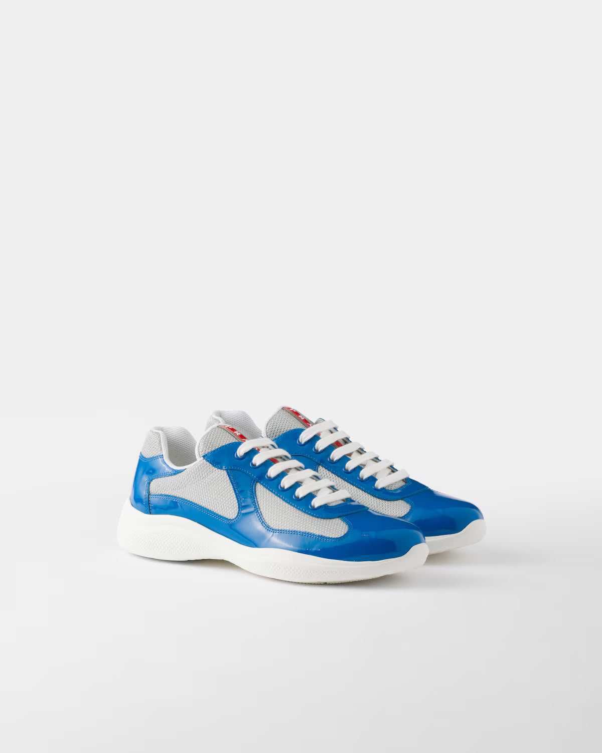 Patent Leather and Technical Fabric Prada America's Cup Sneakers - Blue/Silver