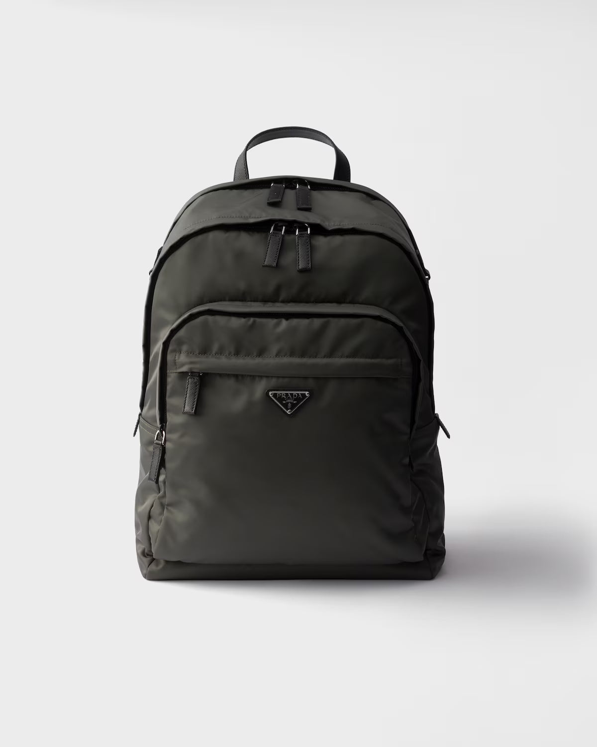 Re-Nylon and Saffiano leather backpack Forest Green