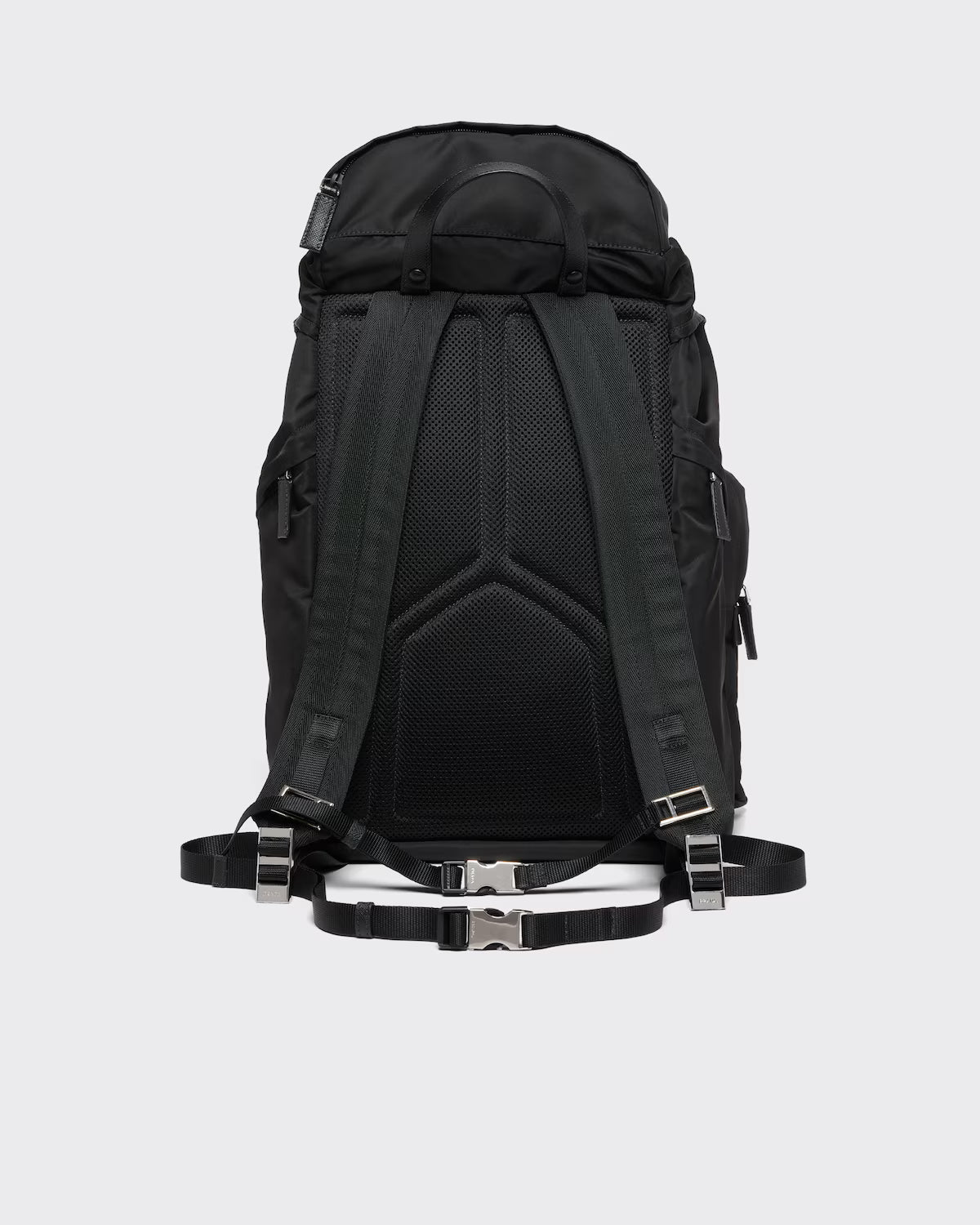 Re-Nylon and Saffiano leather backpack Black