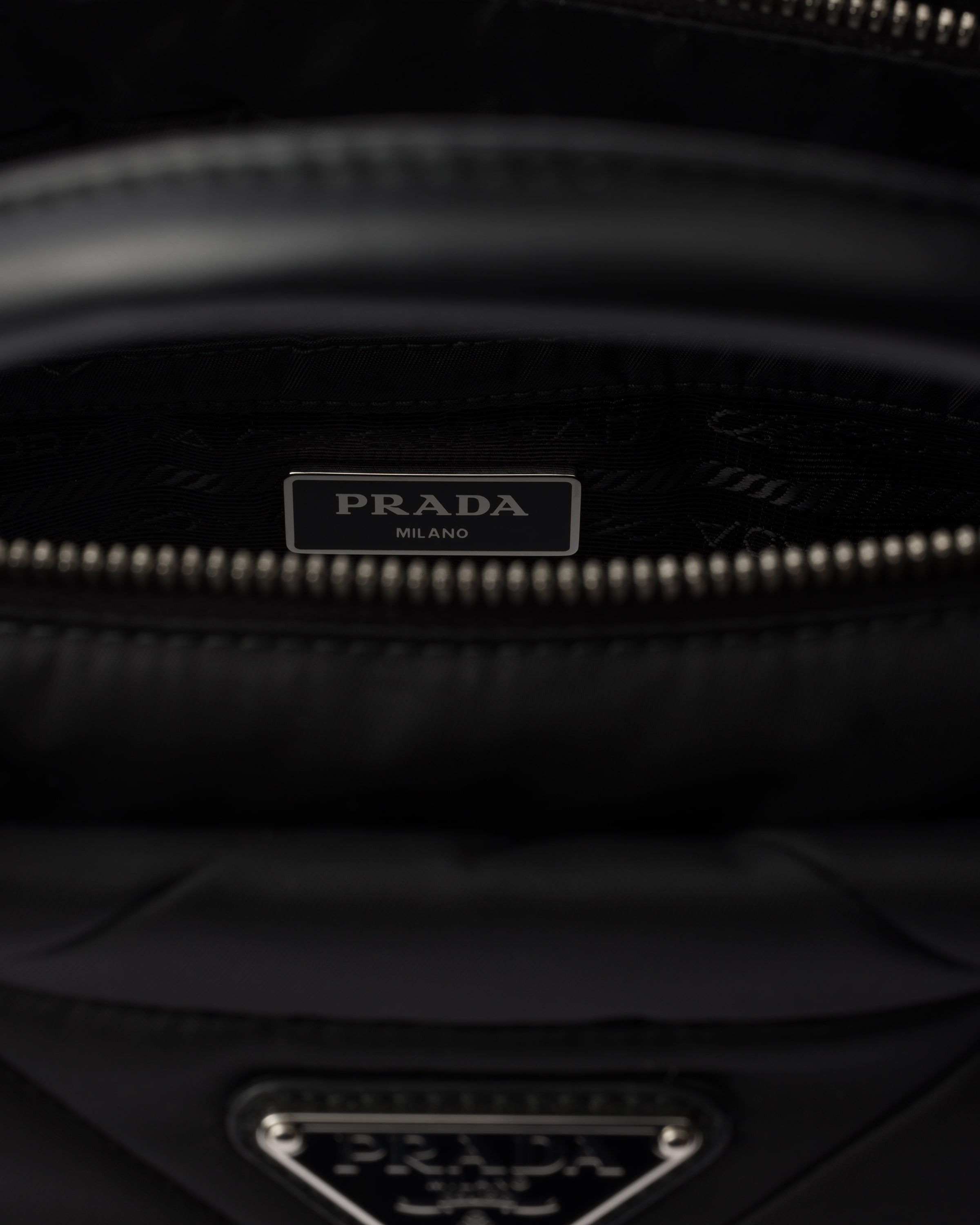 Small padded Re-Nylon tote Black
