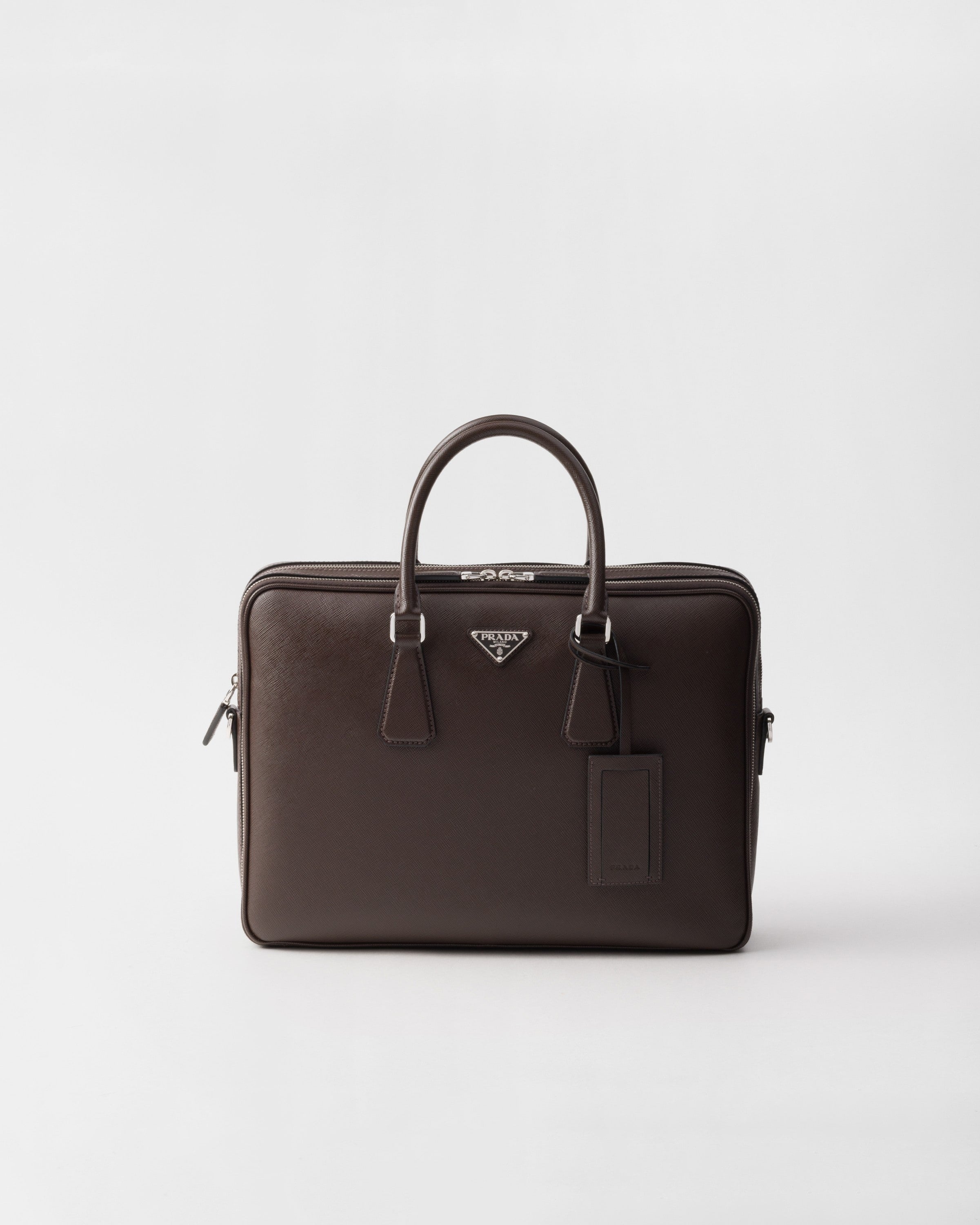 Saffiano leather briefcase Coffee