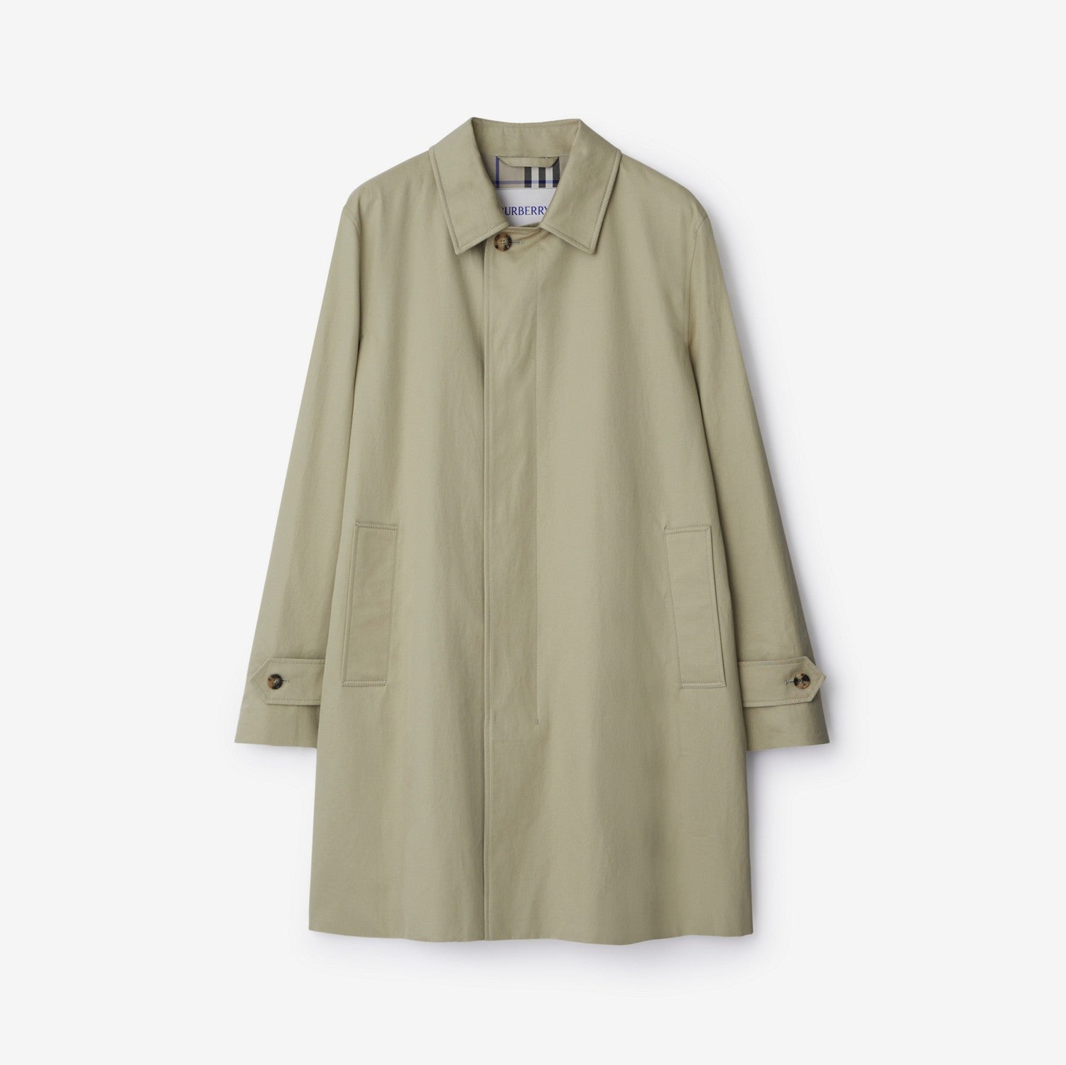 Long Gabardine Car Coat - Lichen