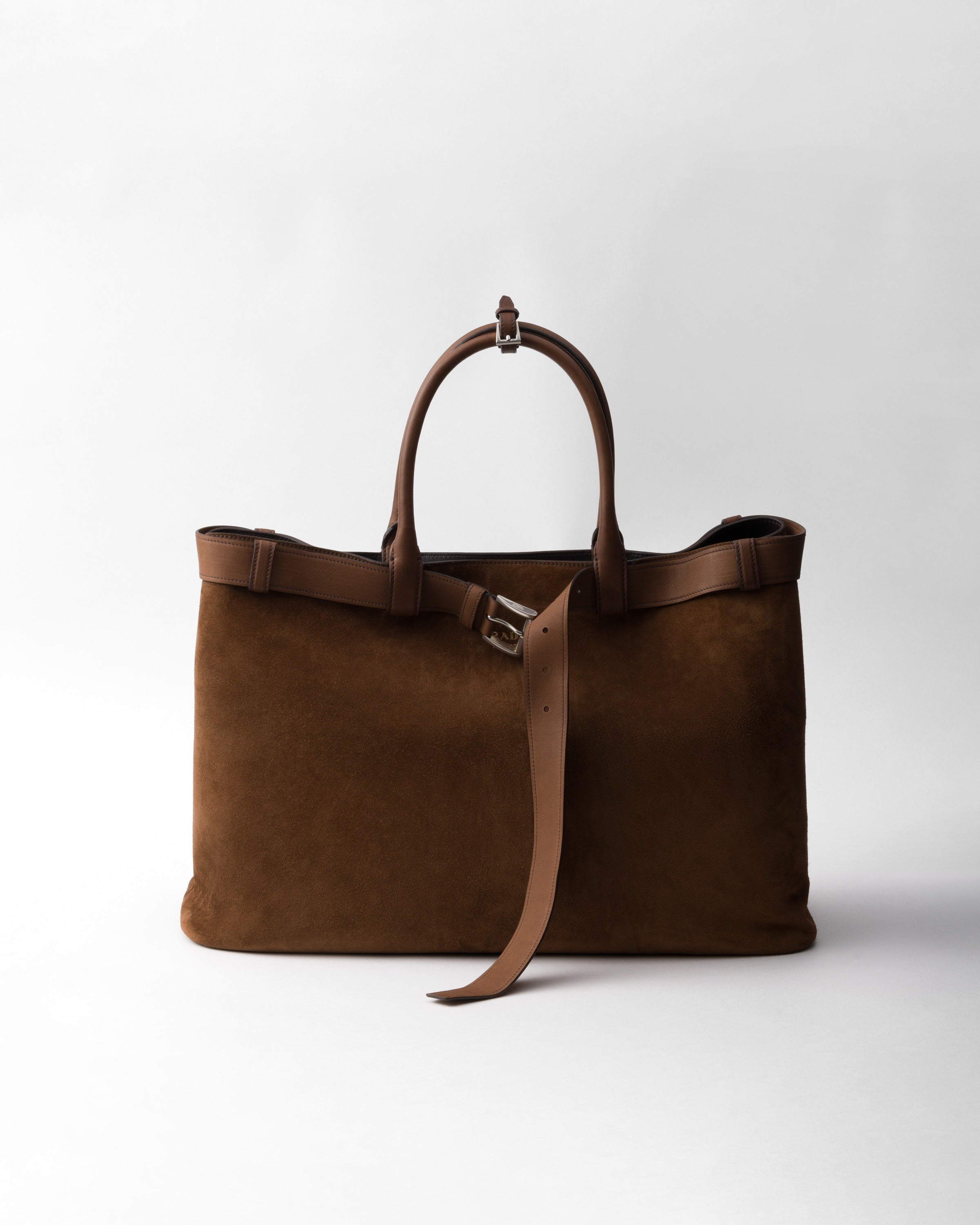 Prada Buckle suede bag with belt Cocoa Brown