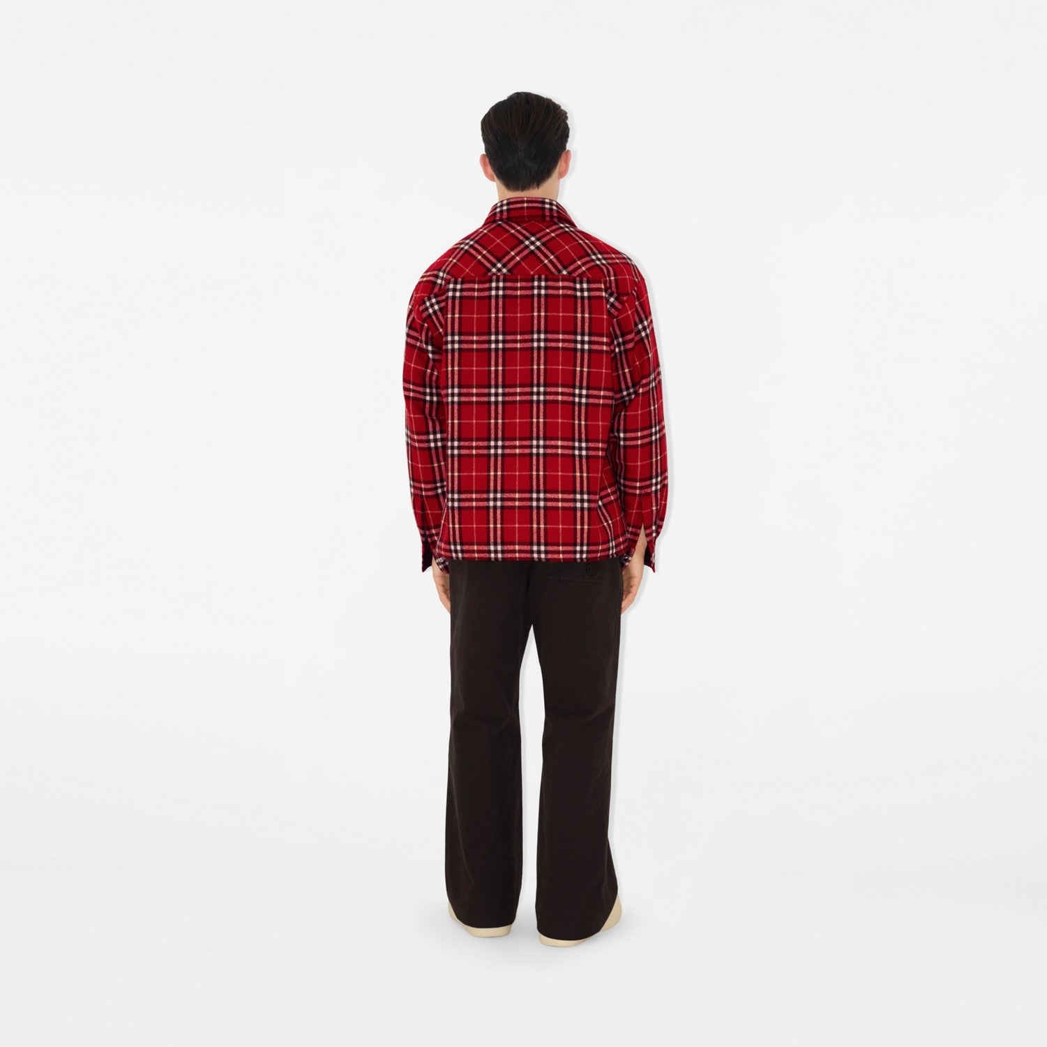 Check Wool Overshirt - Geranium