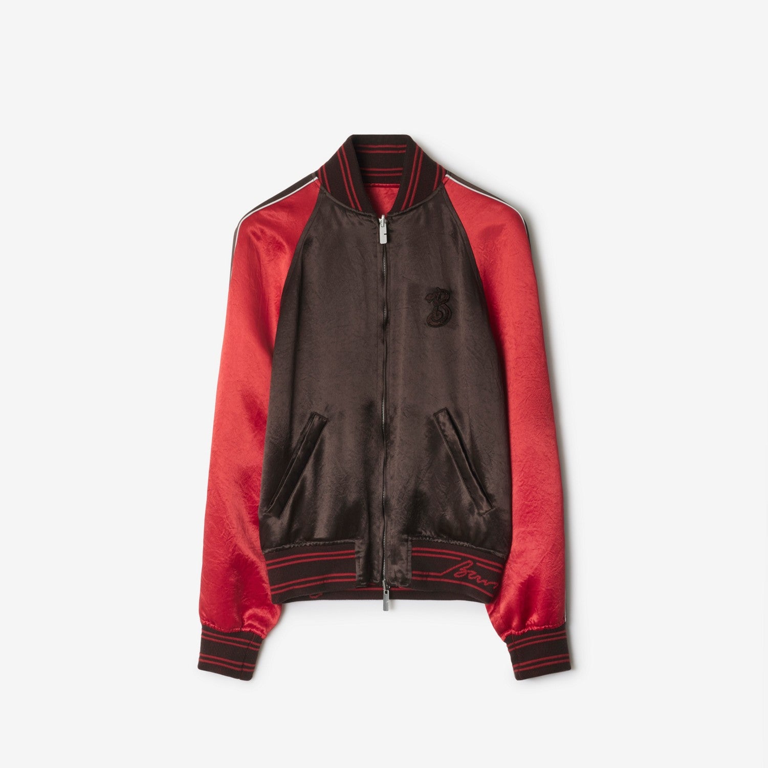 B Snake Satin Bomber Jacket - Peat