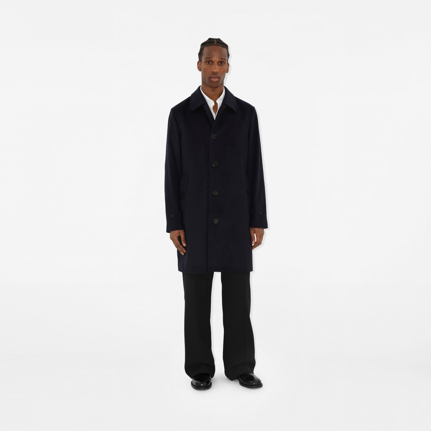 Mid-length Cashmere Blend Paddington Car Coat - Midnight navy