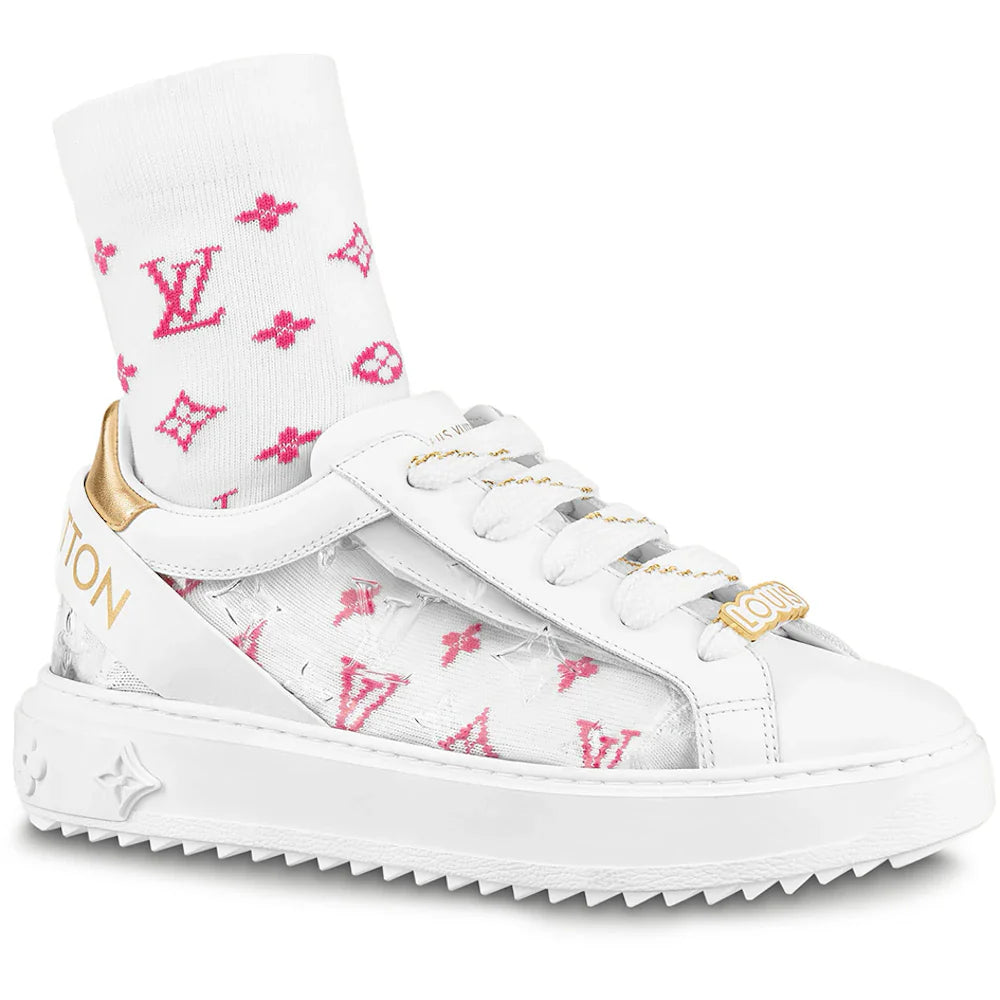 Louis Vuitton Time Out Debossed Monogram Transparent Upper White Gold (Women's) (White Pink Socks Included)