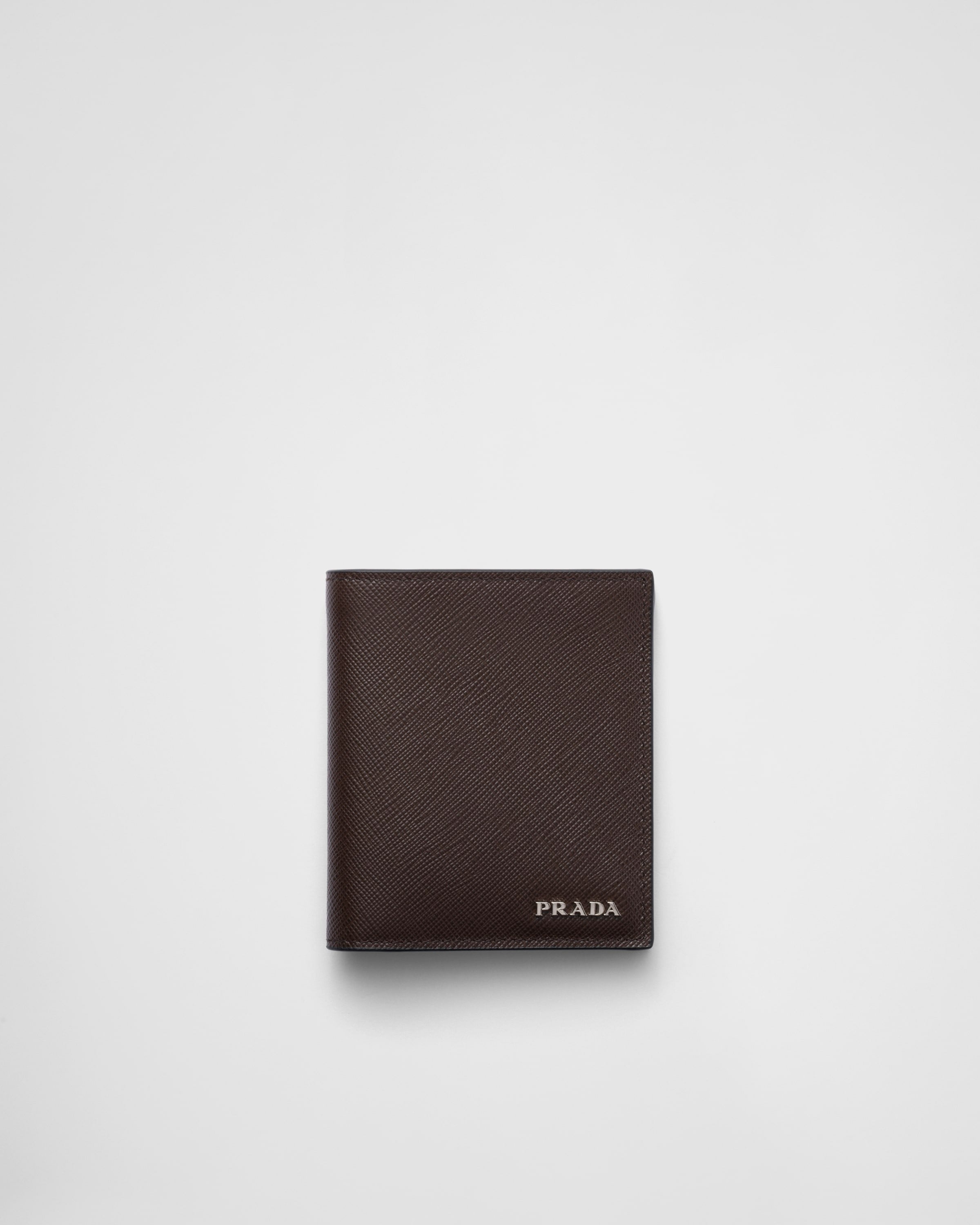 Saffiano leather wallet Coffee/Baltic Blue