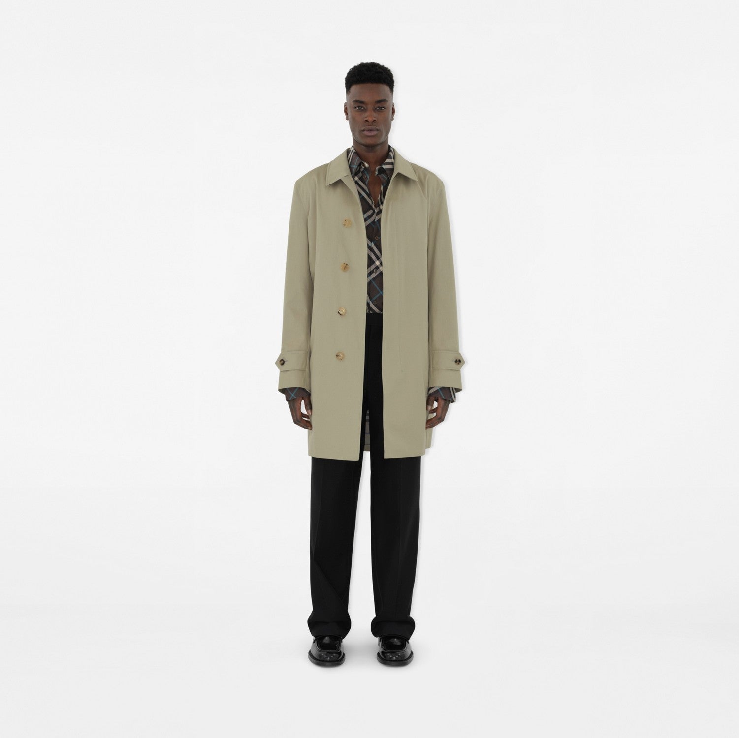 Long Gabardine Car Coat - Lichen