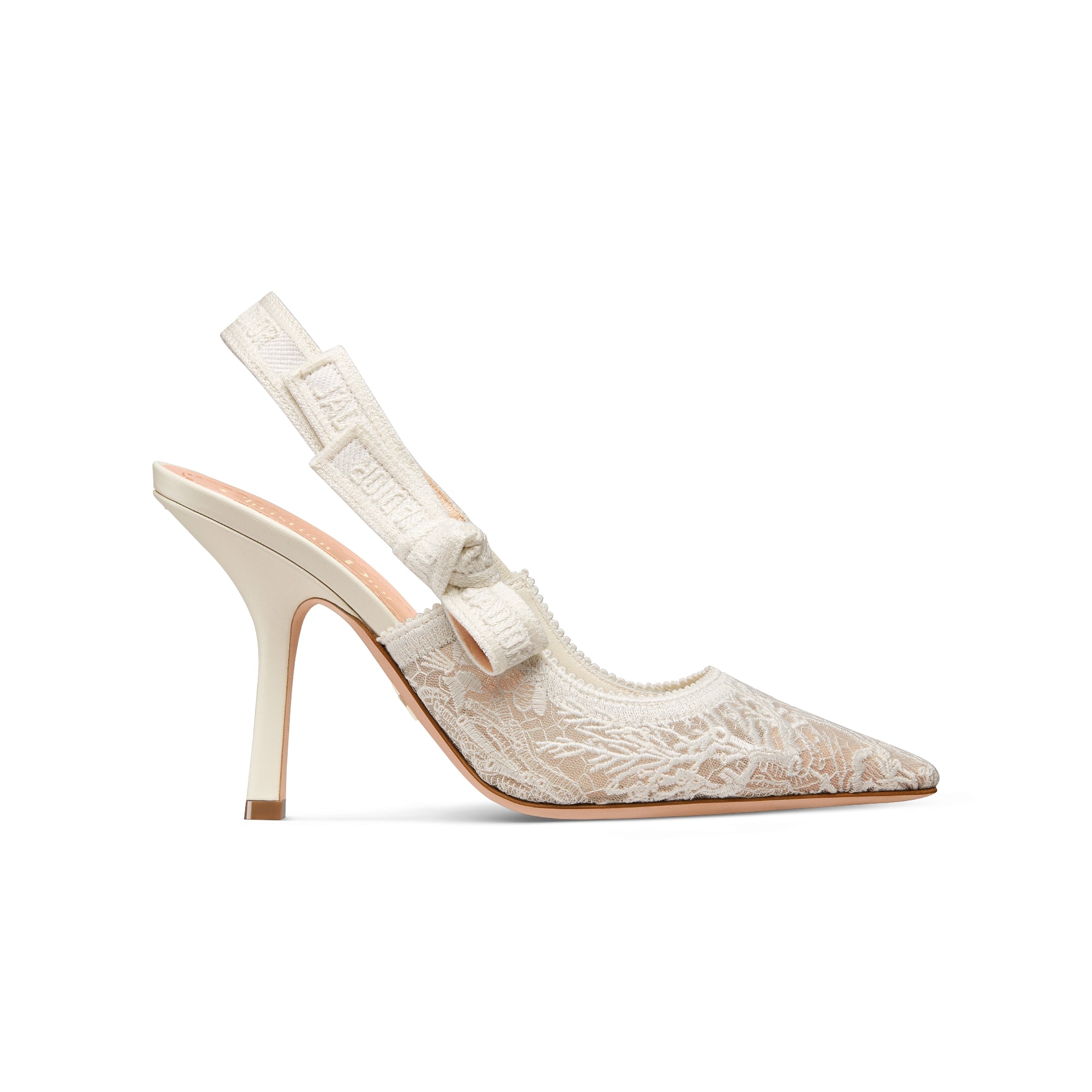 J'Adior Slingback Pump - Transparent Mesh Embroidered with White Dior Cabinet de la Mer Motif