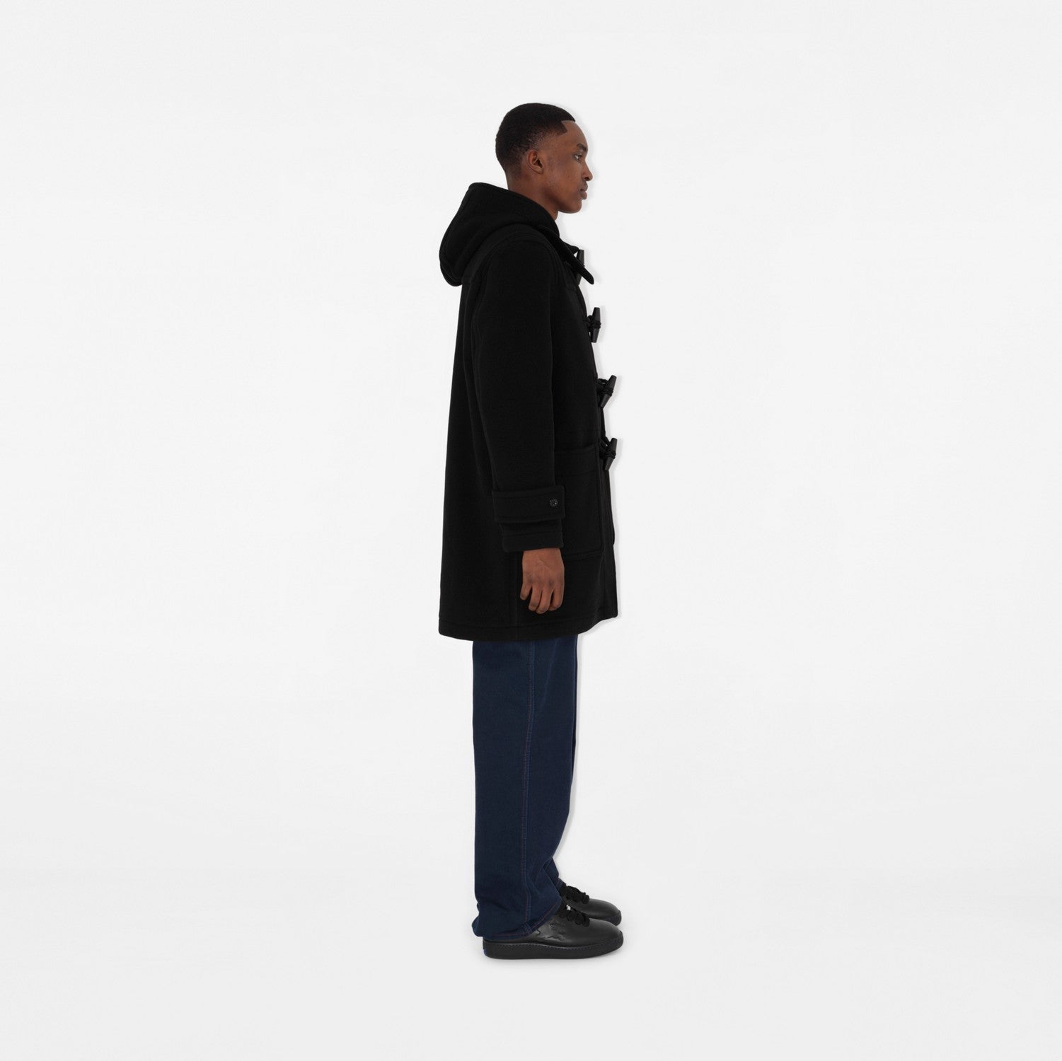 Wool Blend Duffle Coat - Black