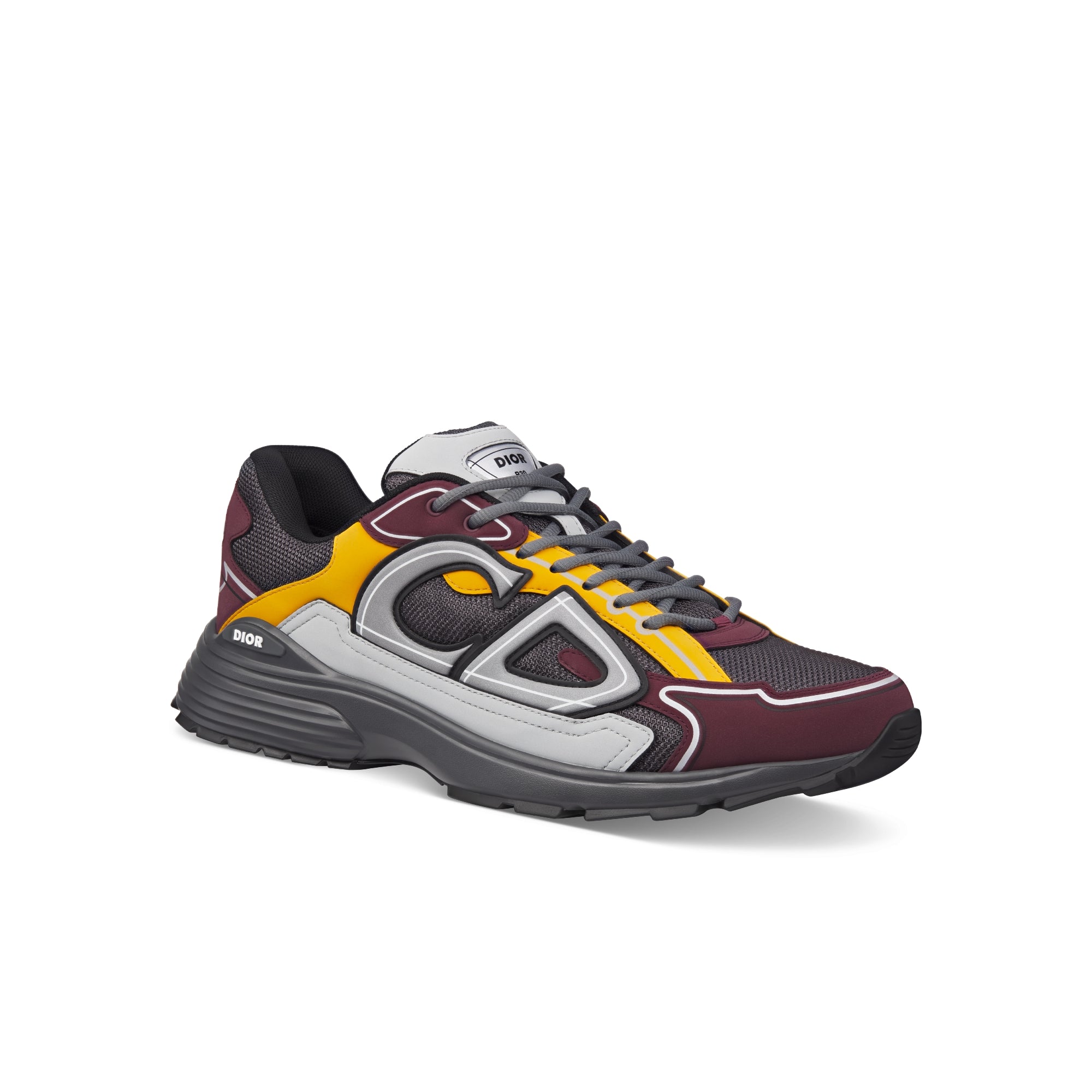 B30 Sneaker - Deep Gray Mesh with Burgundy, Yellow and Gray Technical Fabric