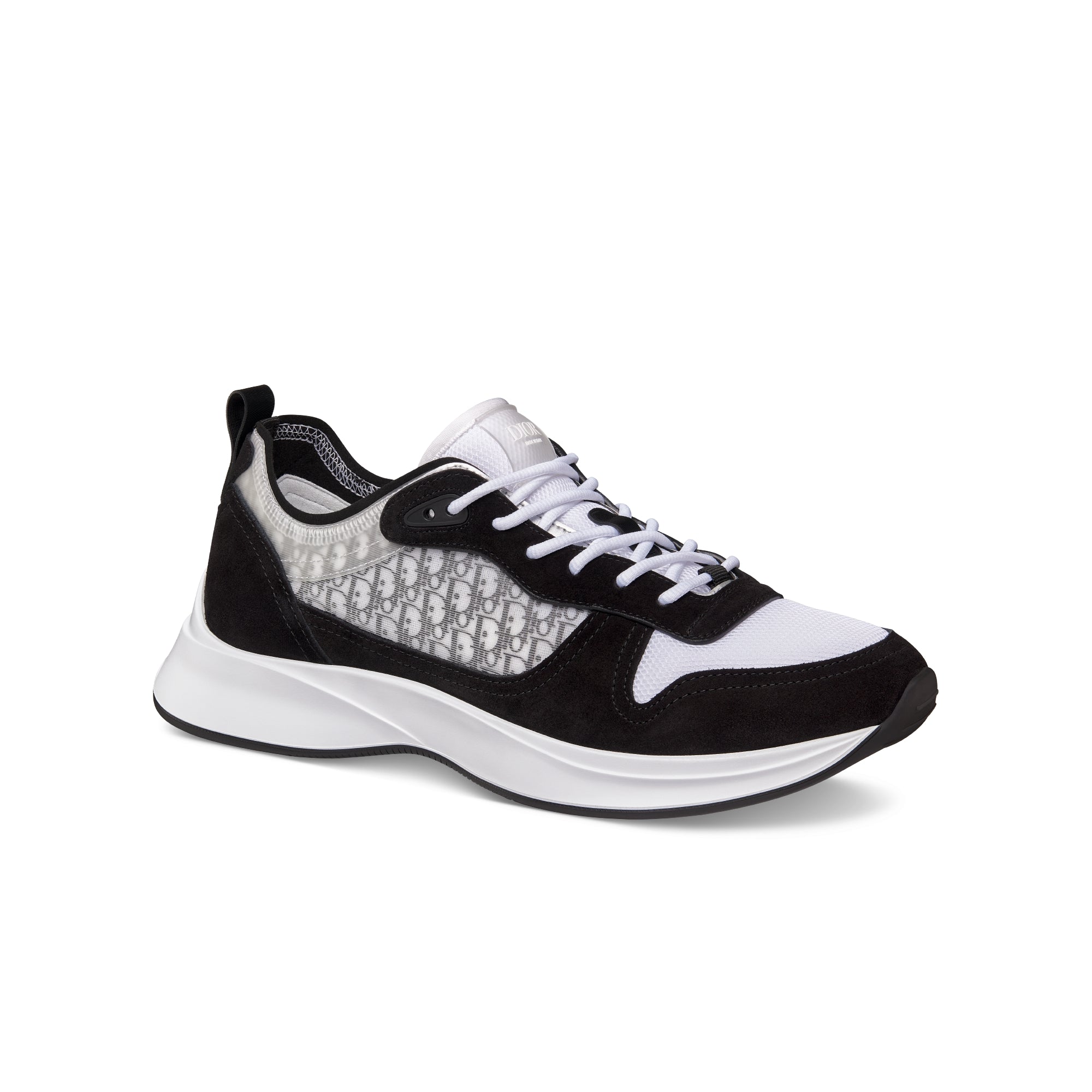 B25 Runner Sneaker - Black Suede with White Technical Mesh and Black Dior Oblique Canvas