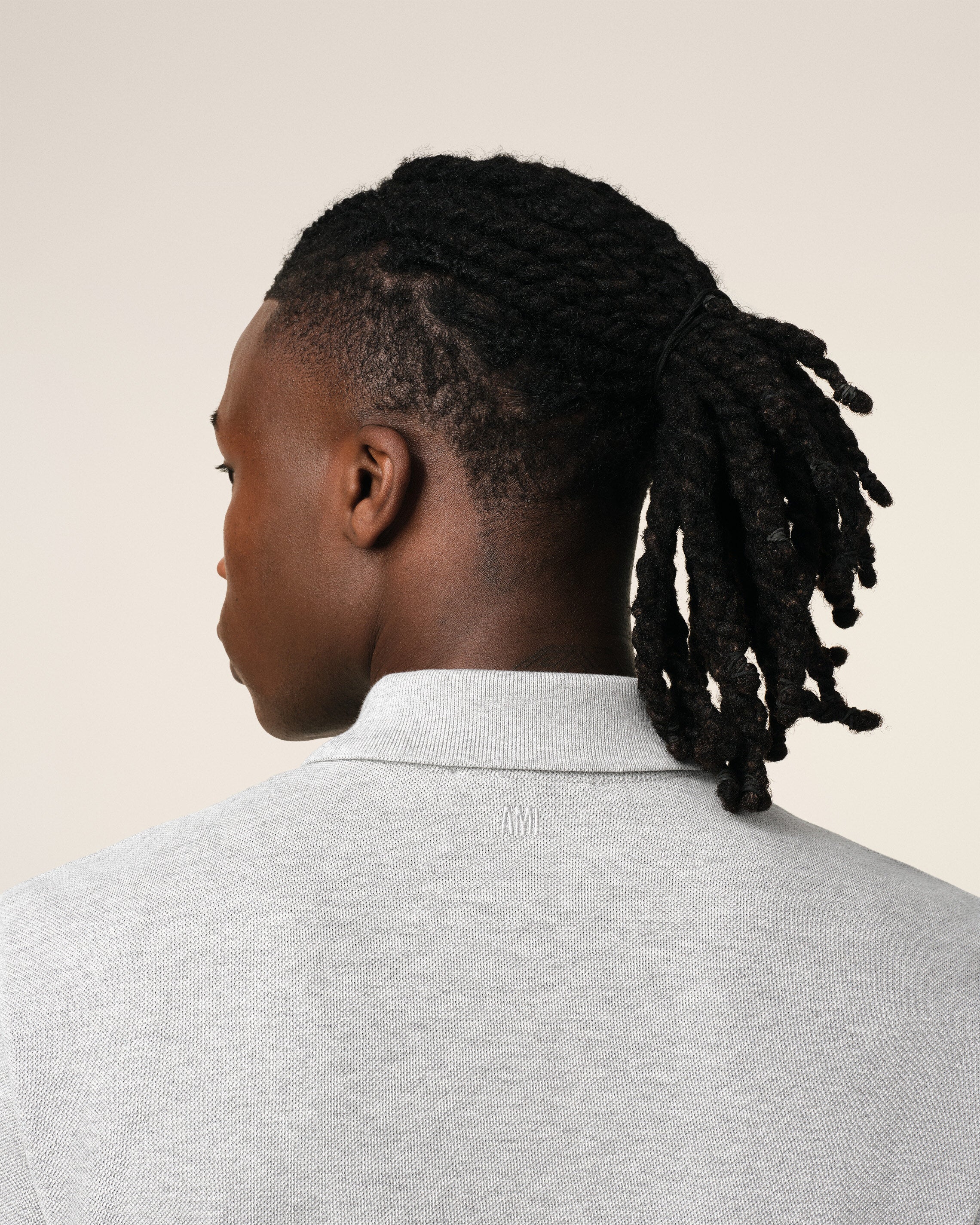 GREY COTTON AMI DE COEUR POLO SHIRT HEATHER ASH GREY