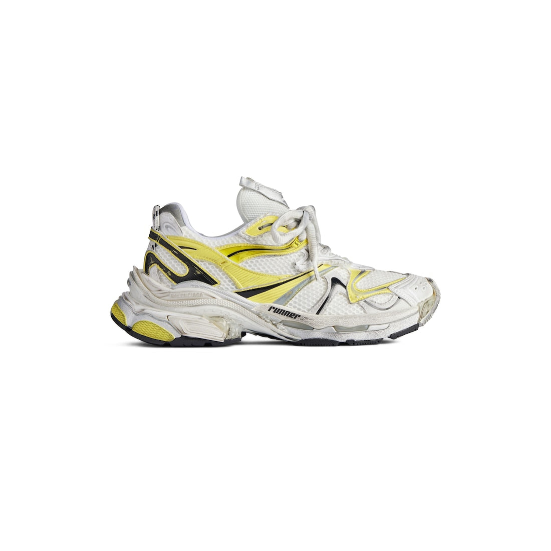 Runner 2.0 Sneaker in white, yellow and black mesh and polyurethane