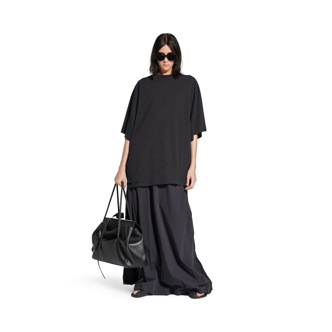Blackletter Script Oversized T-shirt in Black Faded