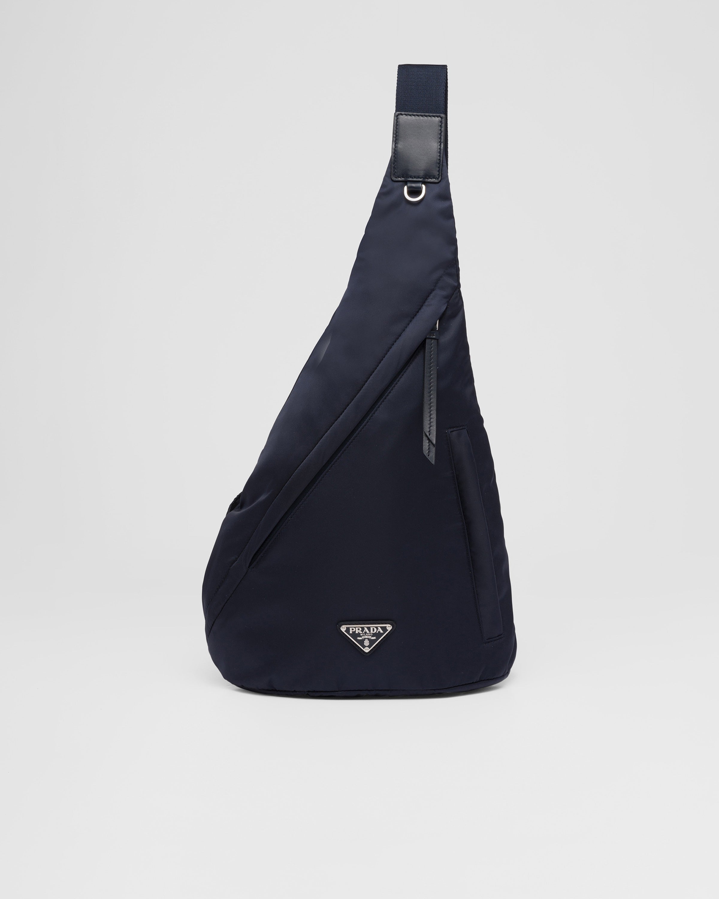 Re-Nylon and leather backpack Navy