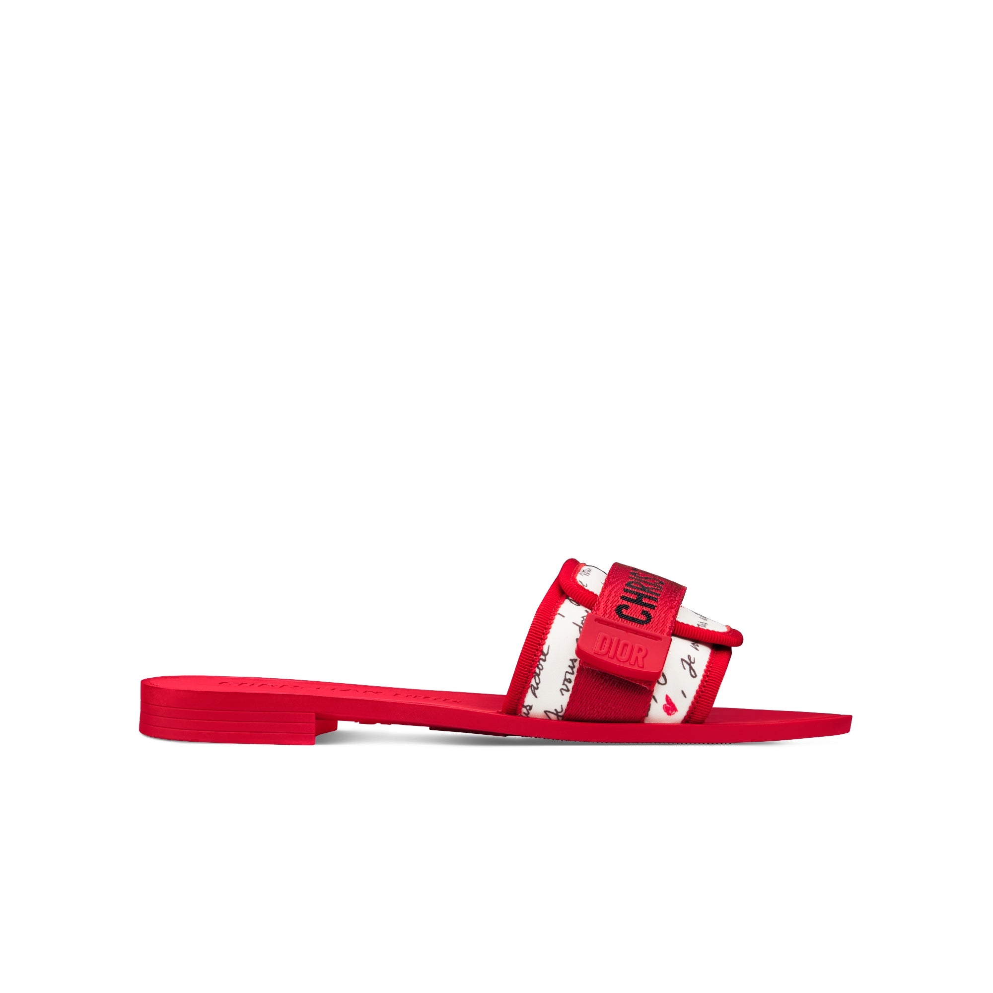 Dioramour Dio(r)evolution Slide - White Technical Fabric with Black and Red Je Vous Adore Motif