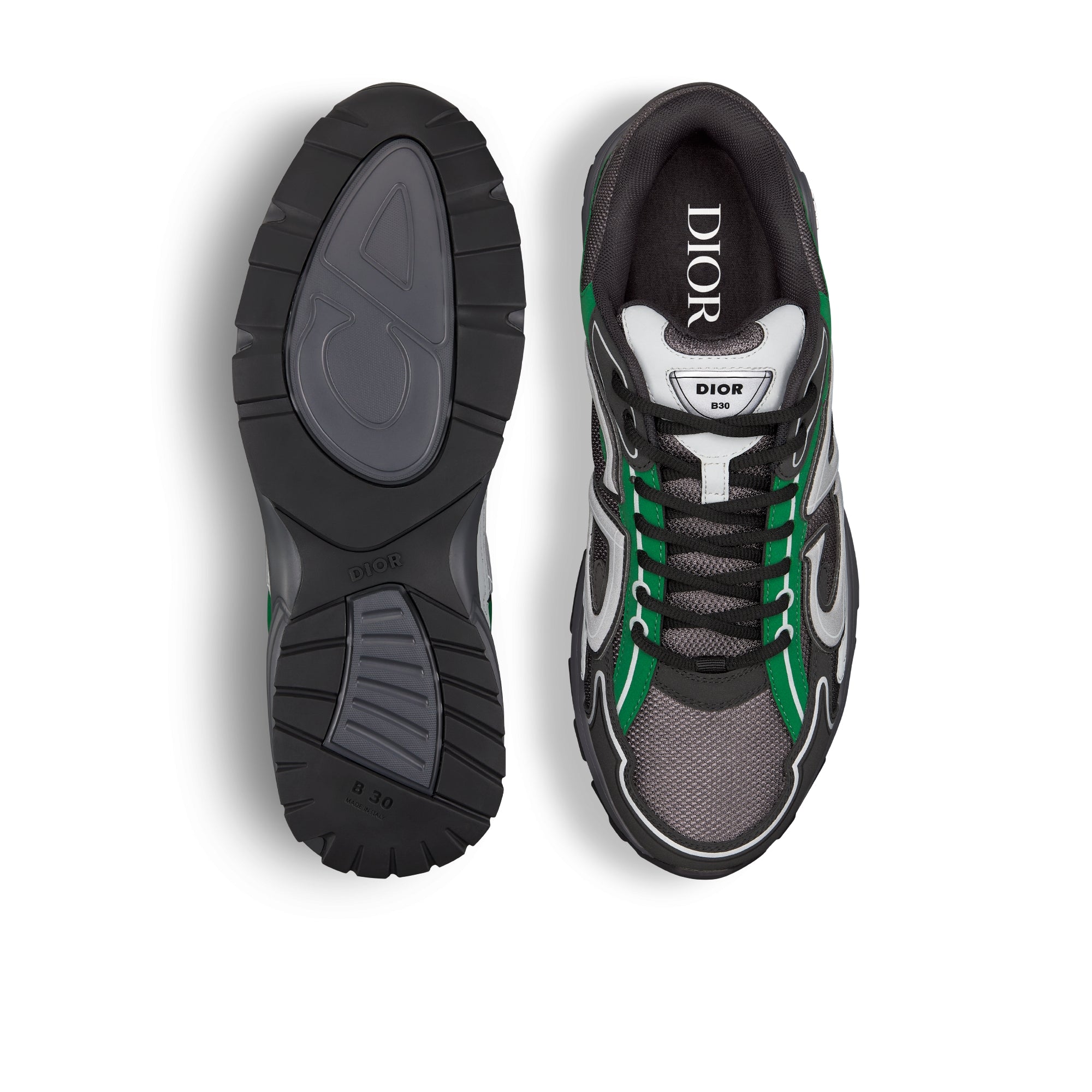 B30 Sneaker - Deep Gray Mesh with Green, Black and Gray Technical Fabric