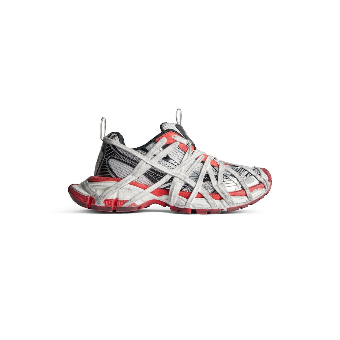 3XL Extreme Lace Sneaker in grey, red, black and white mesh, polyurethane and polyester